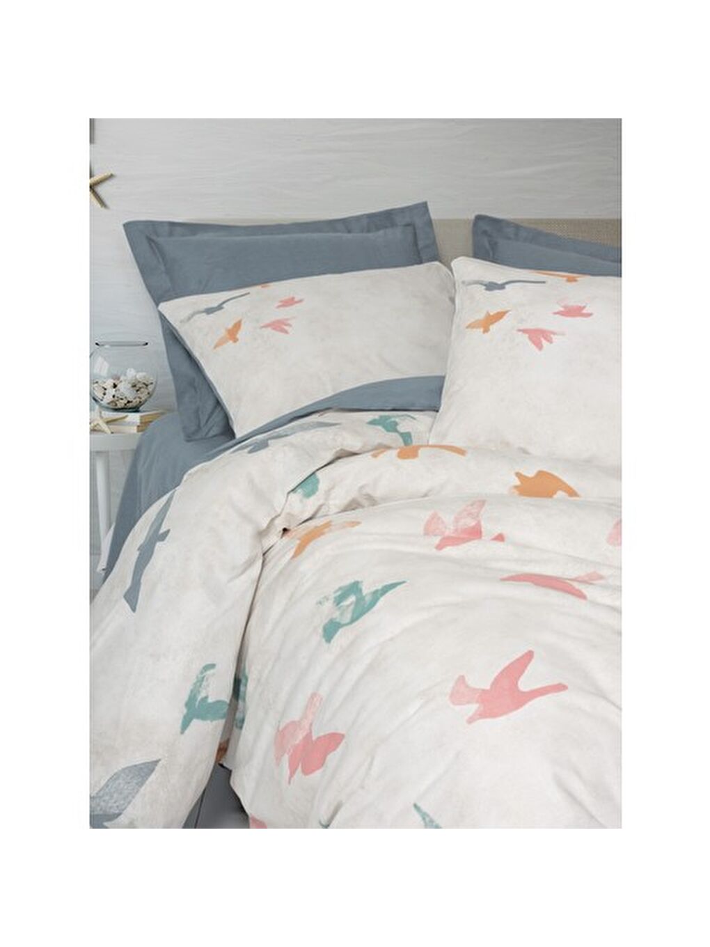 Karışık Pamuk Box Maritime Tek Kişilik Nevresim Takimi Kaija Mavi-1