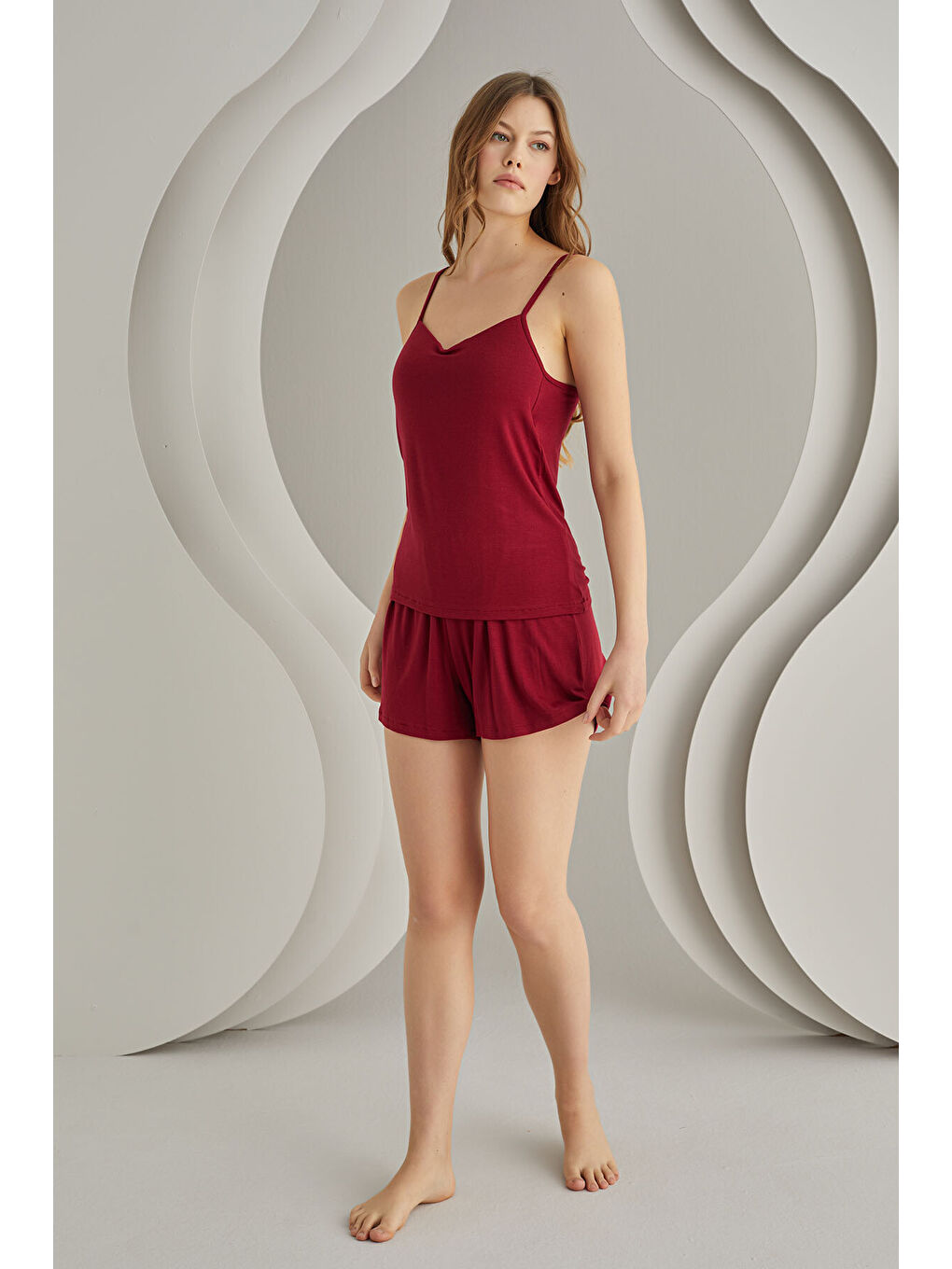 Bordo Weekend Bra Form Şort Takım-1