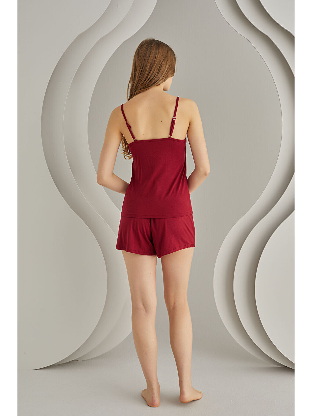 Bordo Weekend Bra Form Şort Takım-3