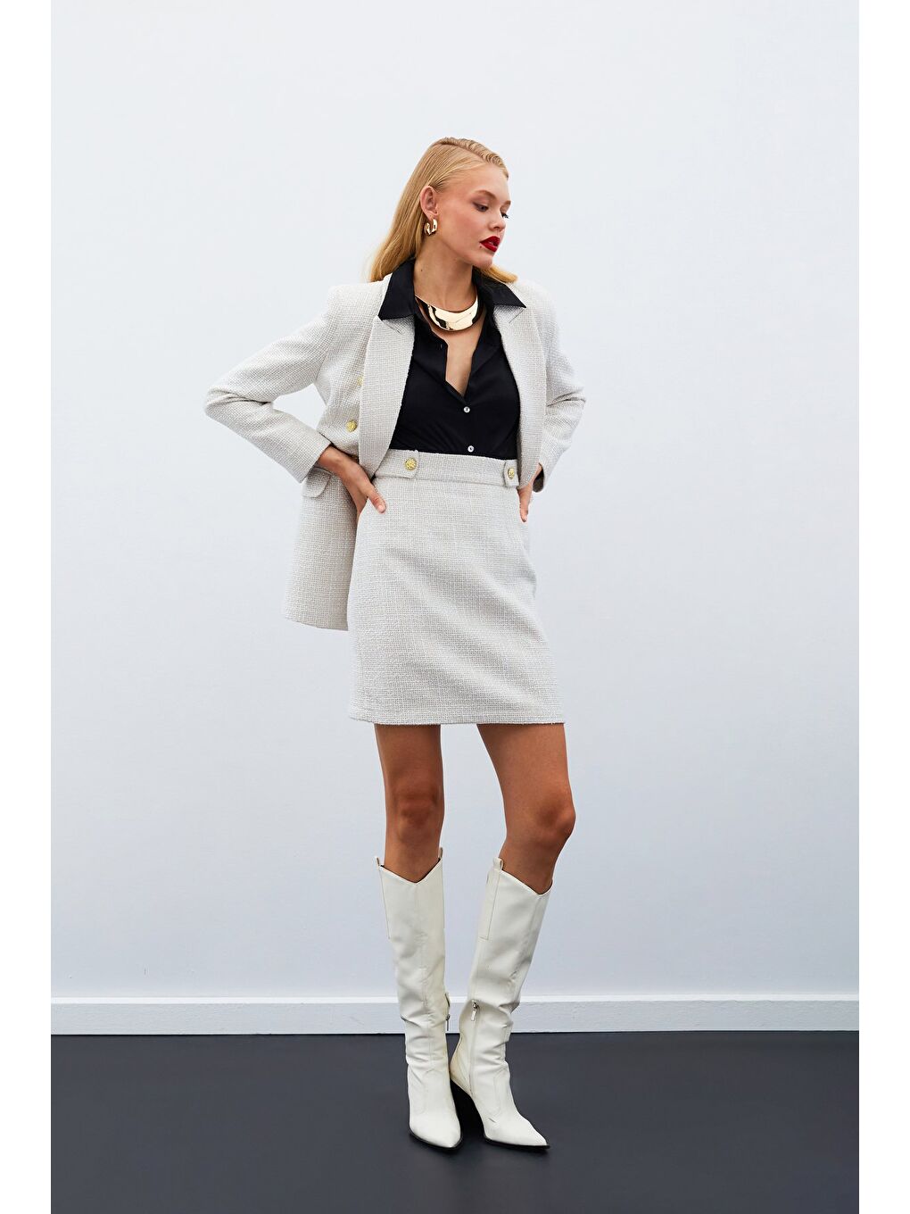 Mini Boy Tüvit Etek - Bej