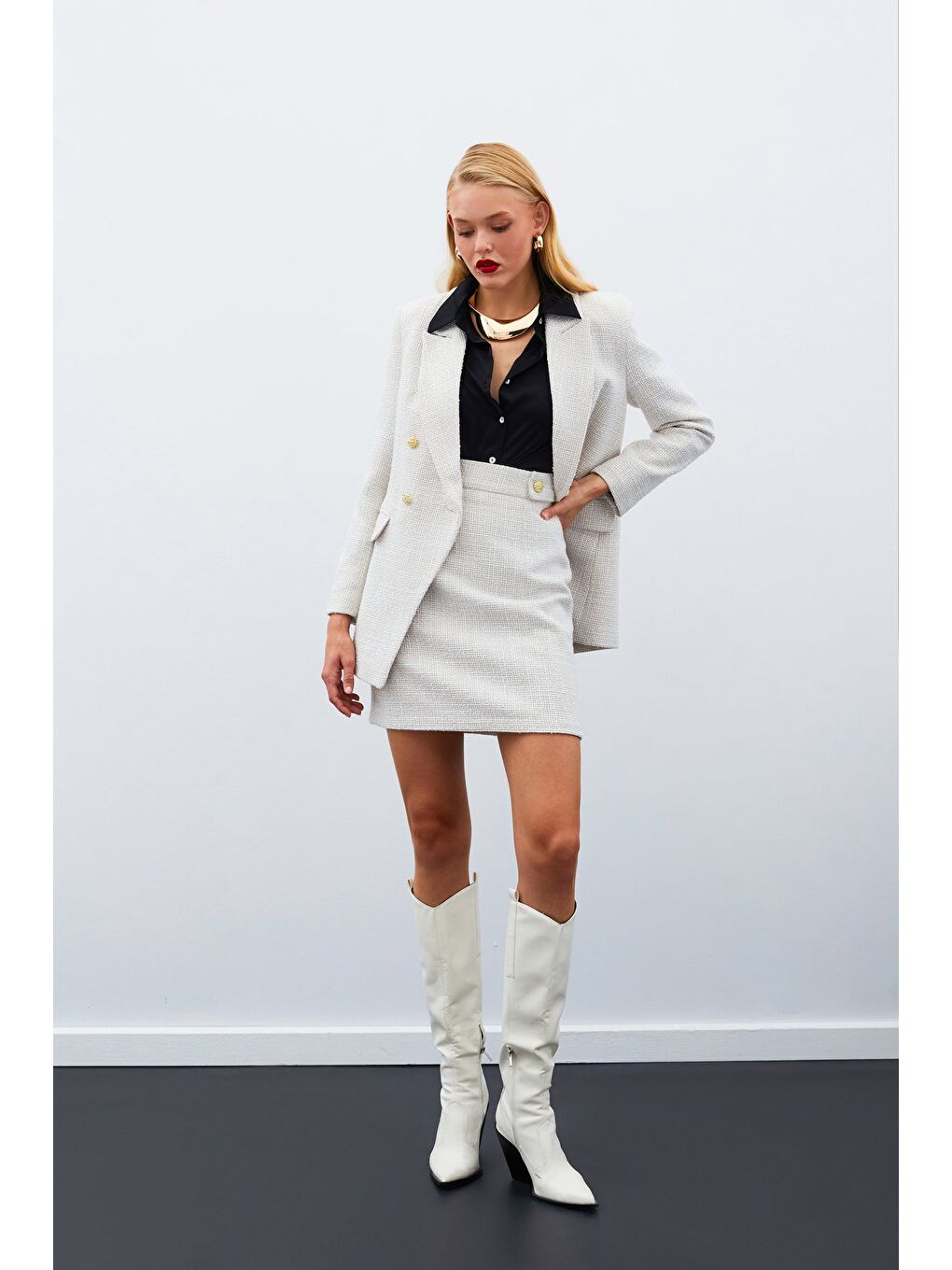 Mini Boy Tüvit Etek - Bej-2