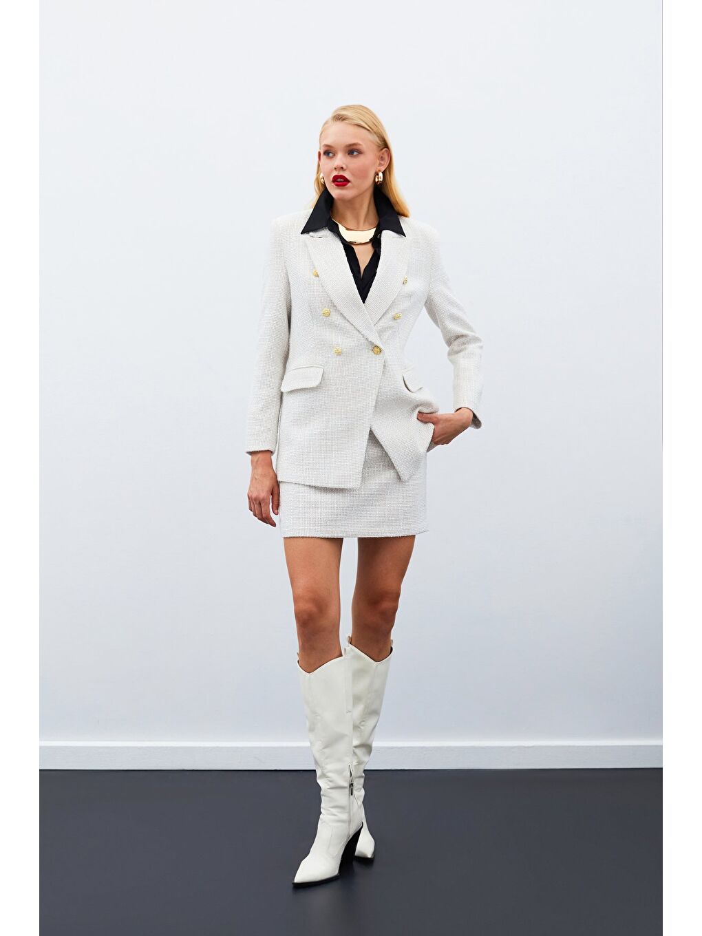 Mini Boy Tüvit Etek - Bej-3