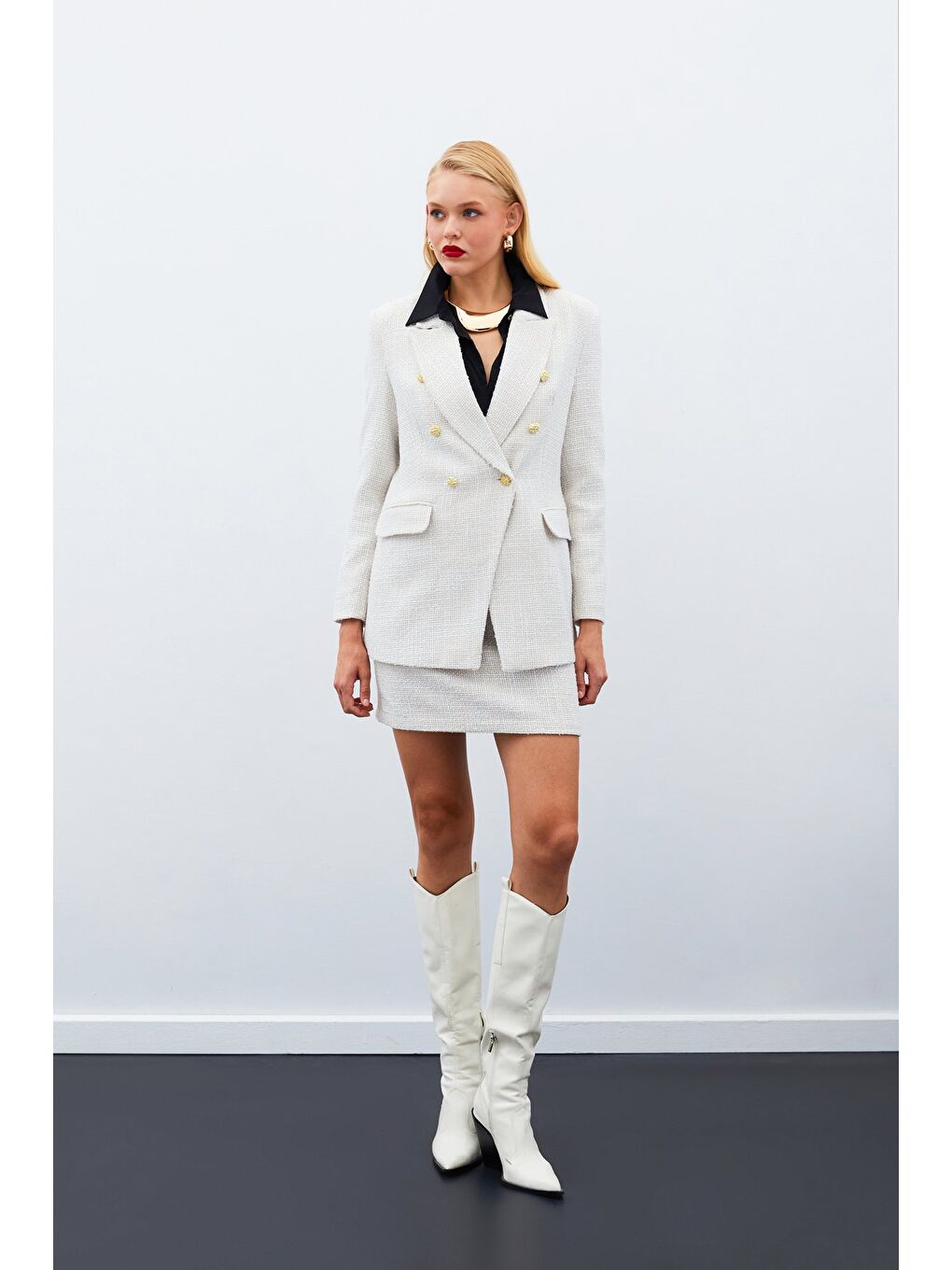 Mini Boy Tüvit Etek - Bej-4