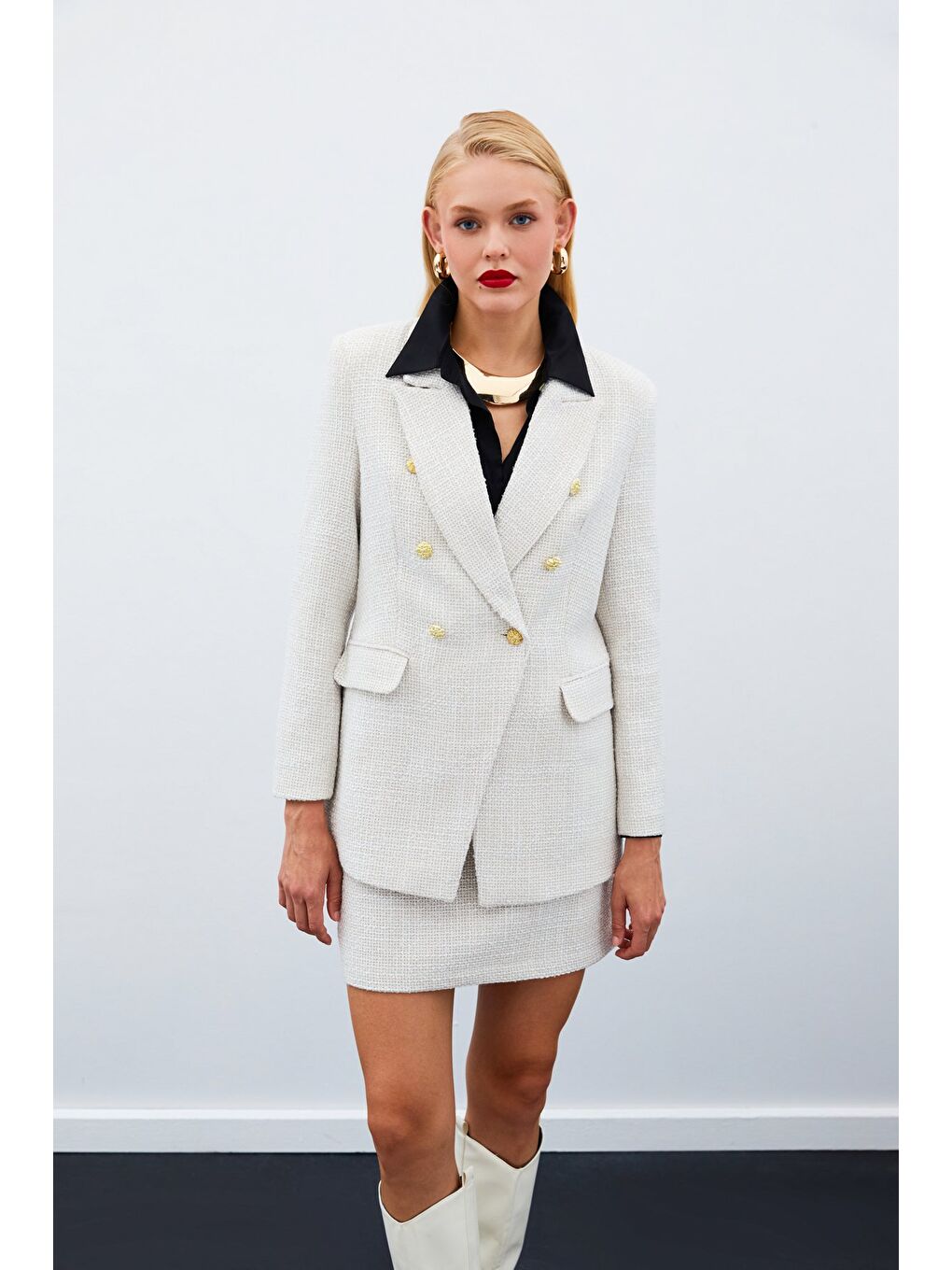 Mini Boy Tüvit Etek - Bej-5