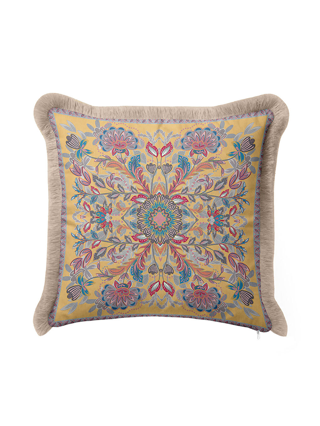 Karışık Lüks Mandala Saçaklı Yastık Kılıfı - Etnik Bohem Altın Renkli Püsküllü Kırlent Kılıfı-4