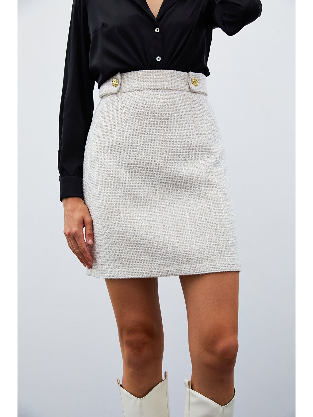 Mini Boy Tüvit Etek - Bej-6