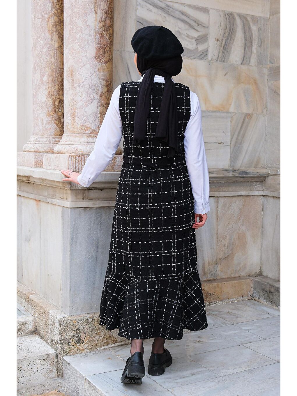 Eteği Fırfırlı Kuşaklı Tüvit Jile Siyah-4