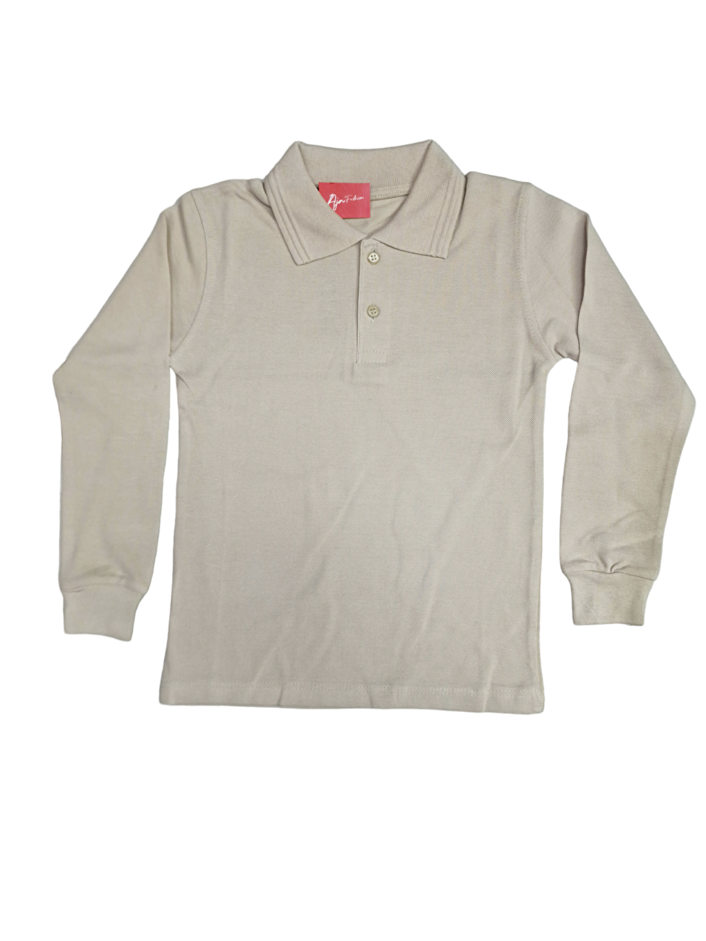 Bej Kids Polo Yaka Basic Uzun Kollu Erkek Çocuk Tişört