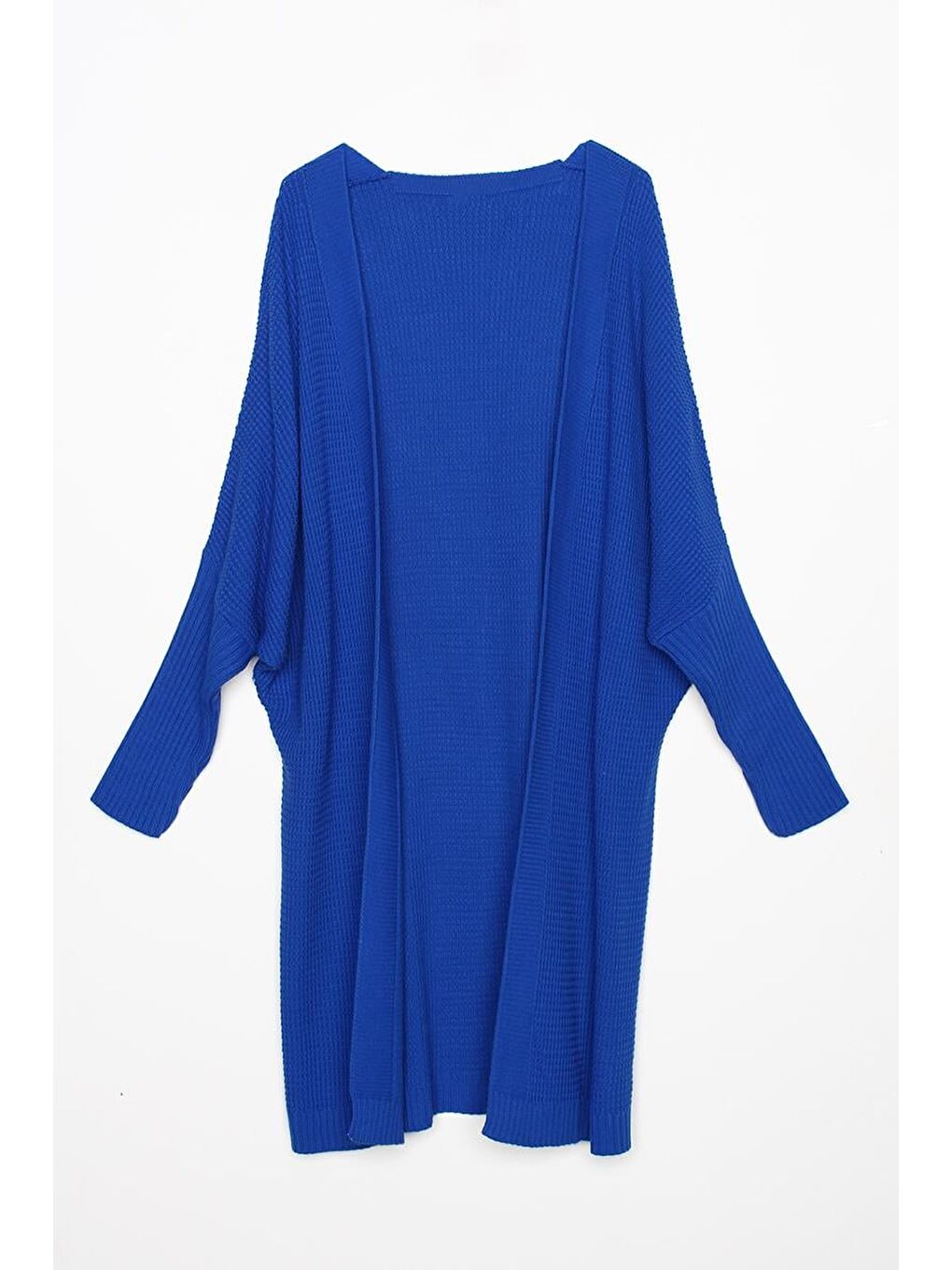 Mavi Saks Önü Açık T-Kol Triko Hırka-6