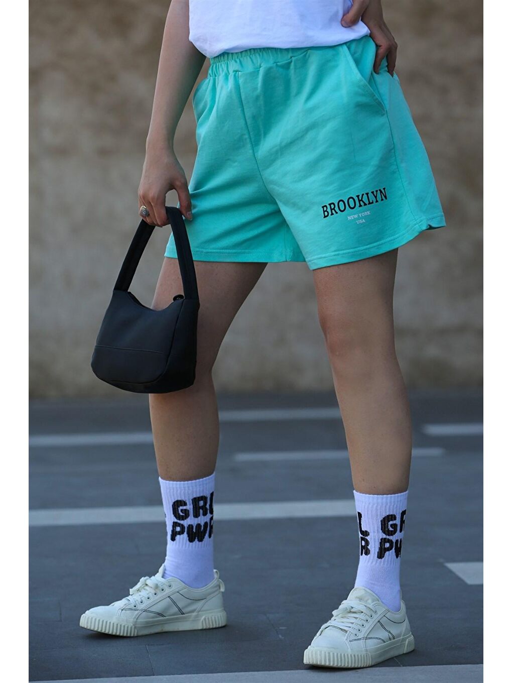 Mint Yeşili Baskılı Şort Mg1108