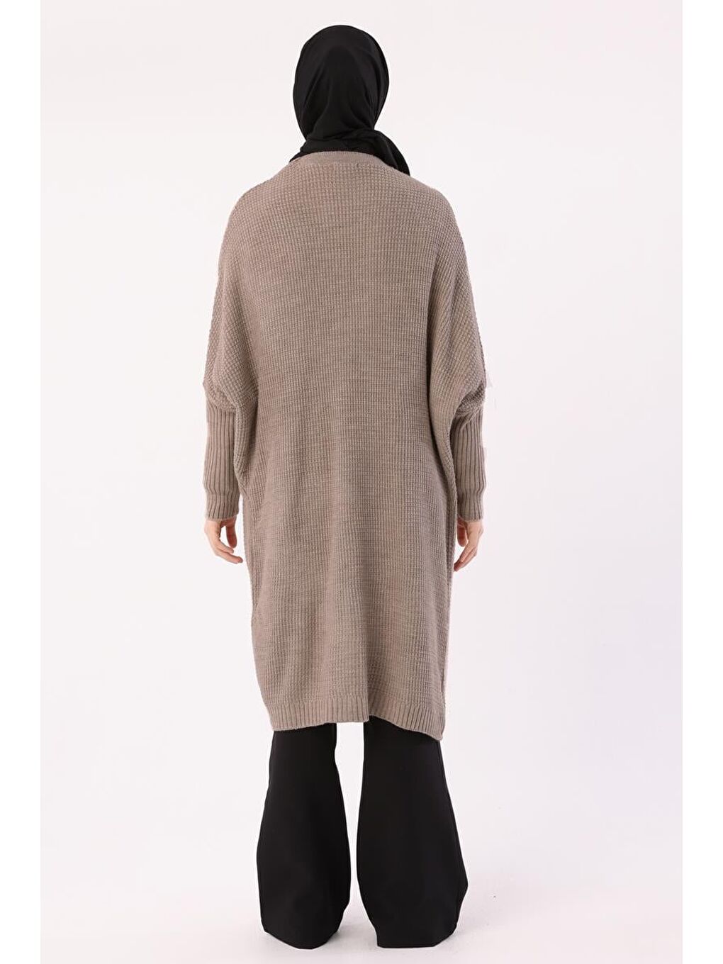 Bej Önü Açık T-Kol Triko Hırka-3