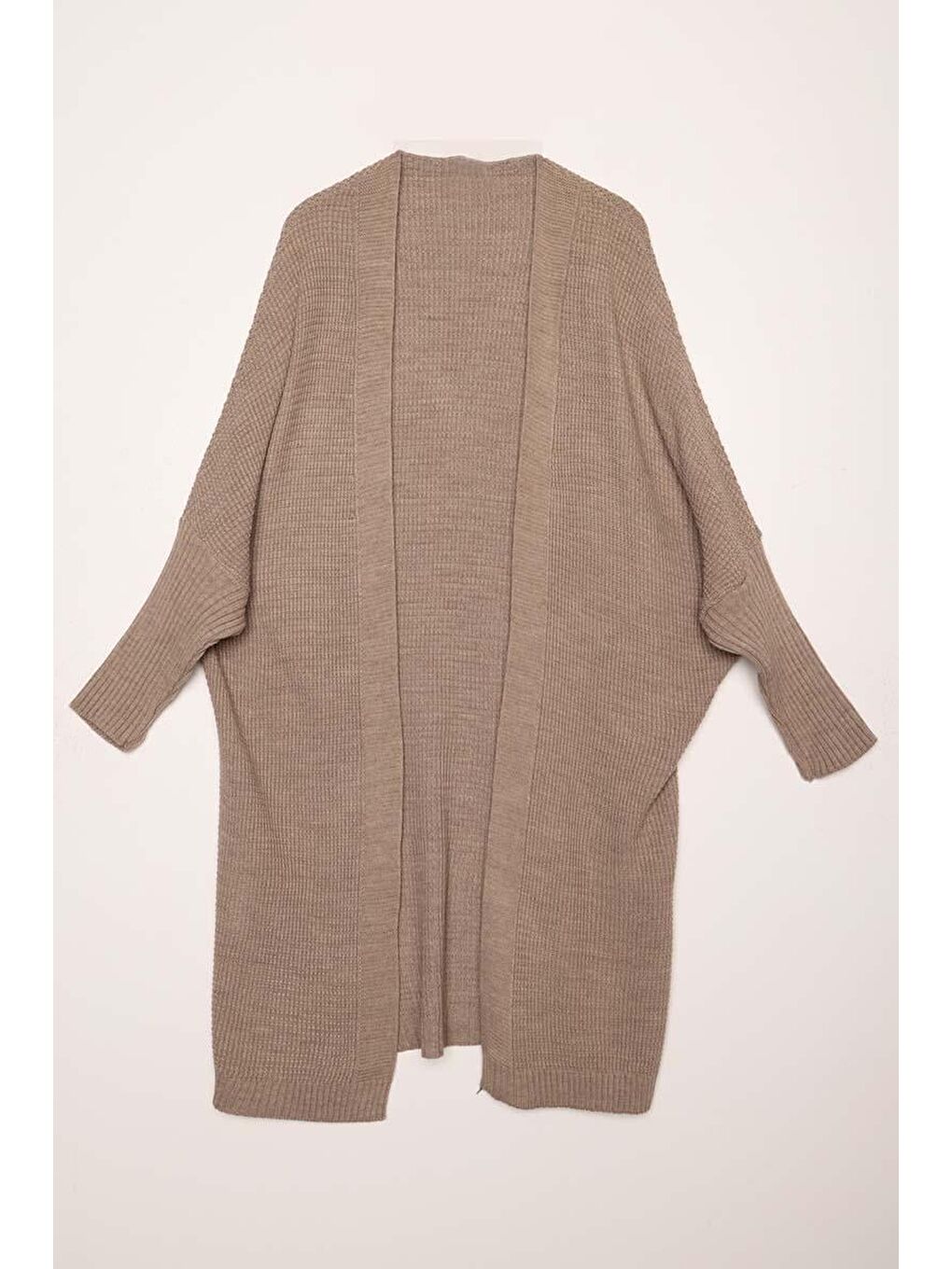 Bej Önü Açık T-Kol Triko Hırka-5