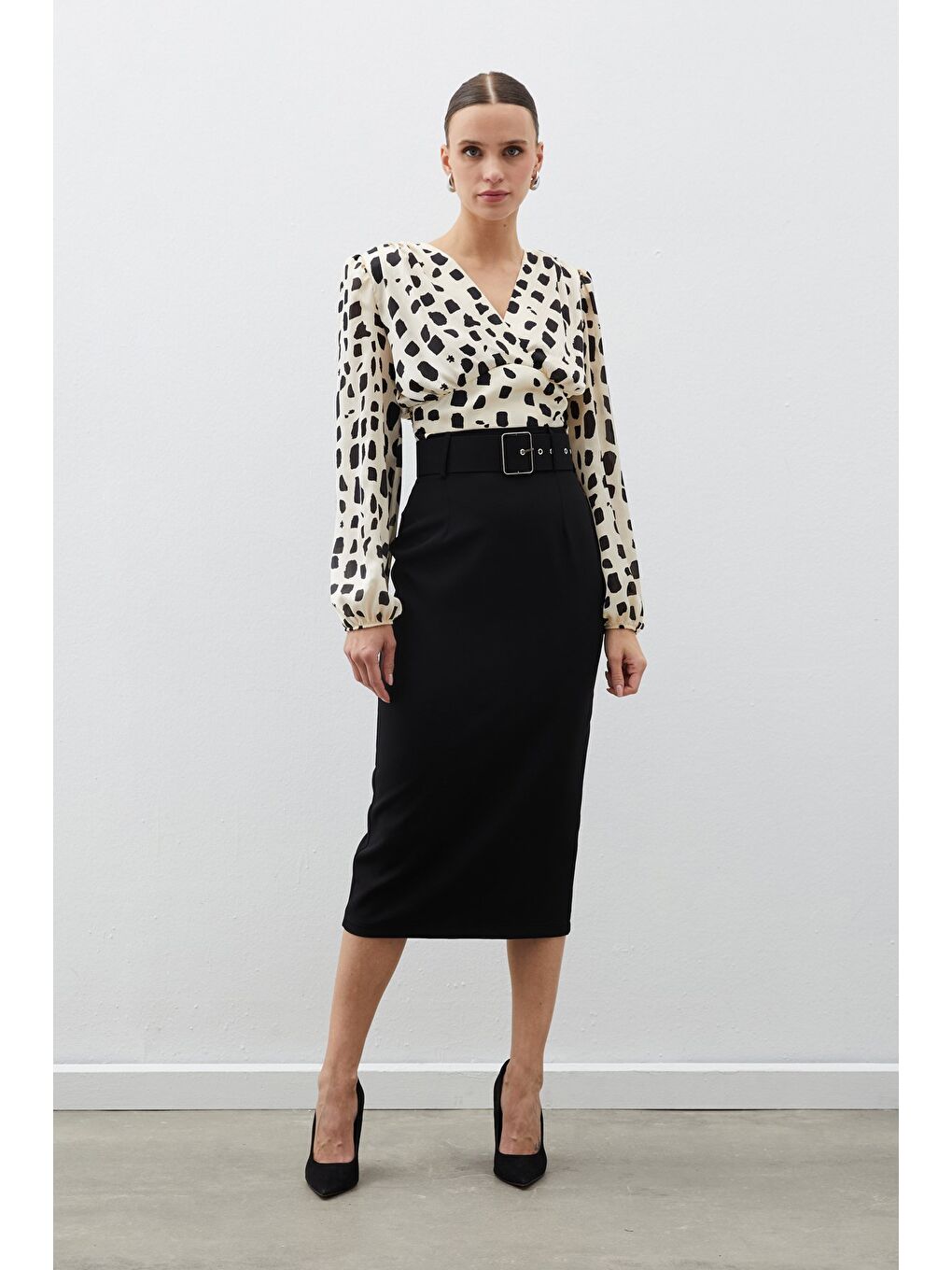 Kemerli Kalem Etek - Siyah-2