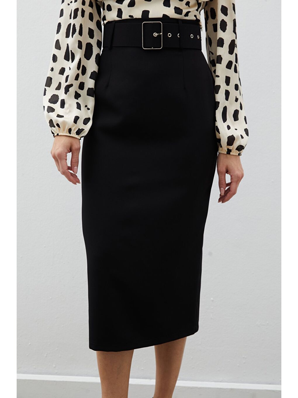 Kemerli Kalem Etek - Siyah-4