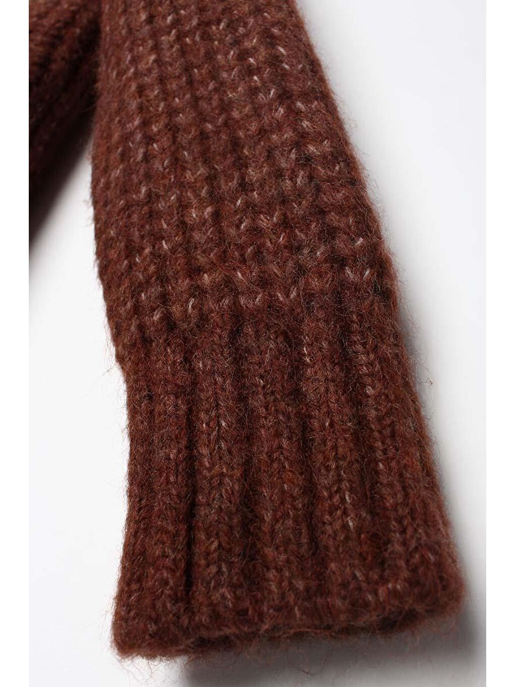 Kahverengi Kahve V Yaka Düğmeli Triko Hırka-5