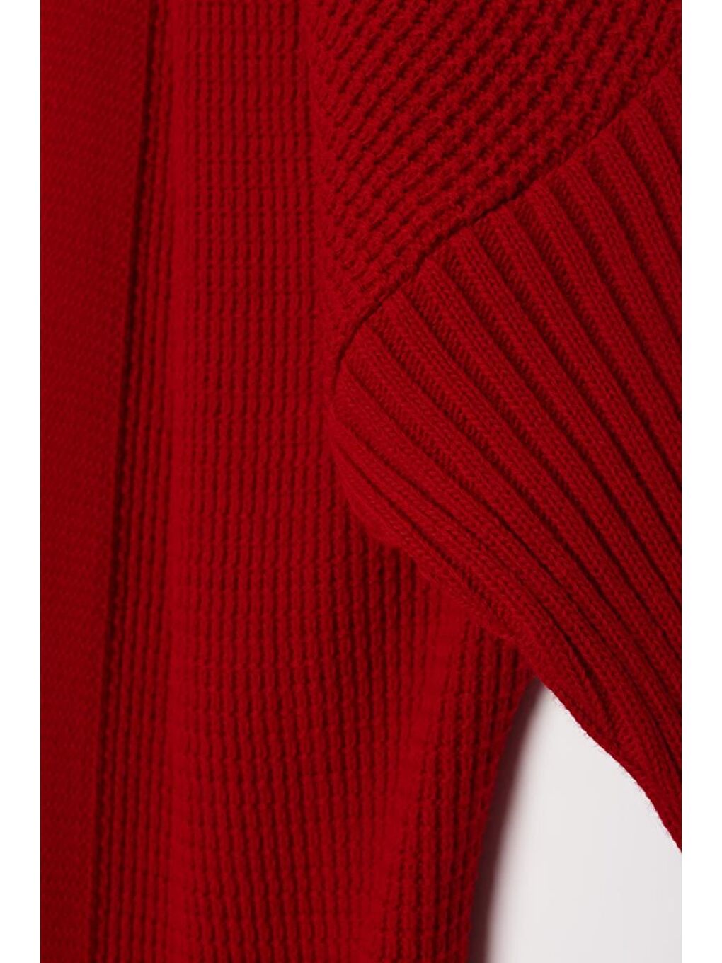 Kırmızı Önü Açık T-Kol Triko Hırka-4