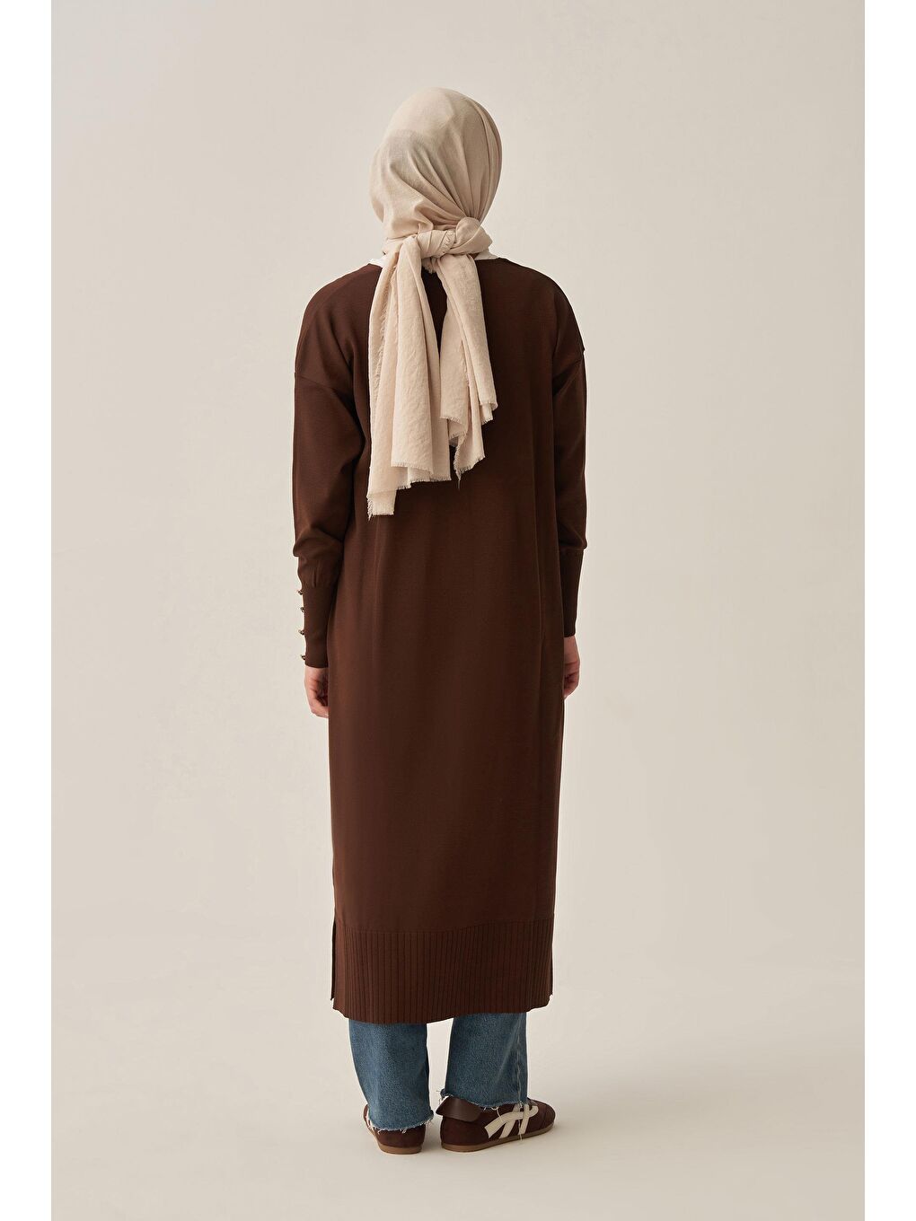 Kahverengi Kahve-Düğmeli Hırka-2