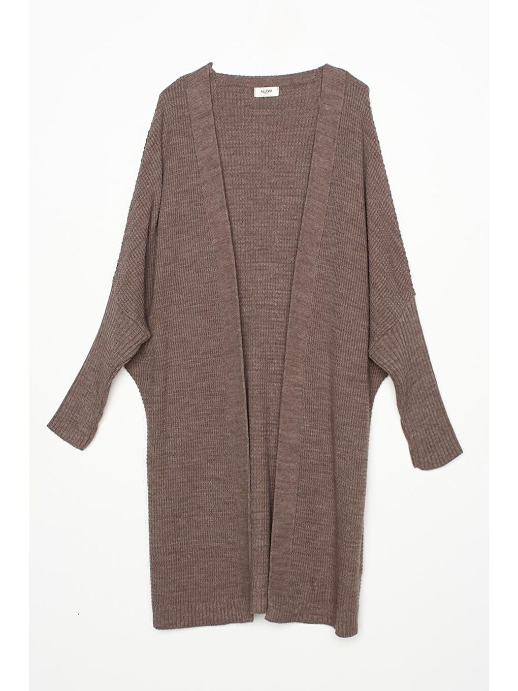 Bej Vizon Önü Açık T-Kol Triko Hırka-6