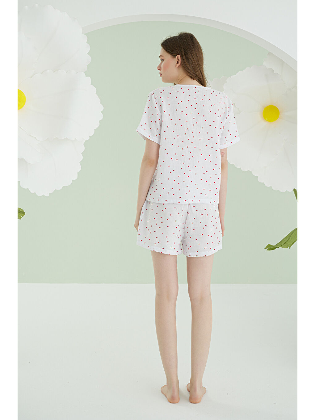 Ekru Kalpli Şortlu Önden Bağlamalı Şort Takım-2