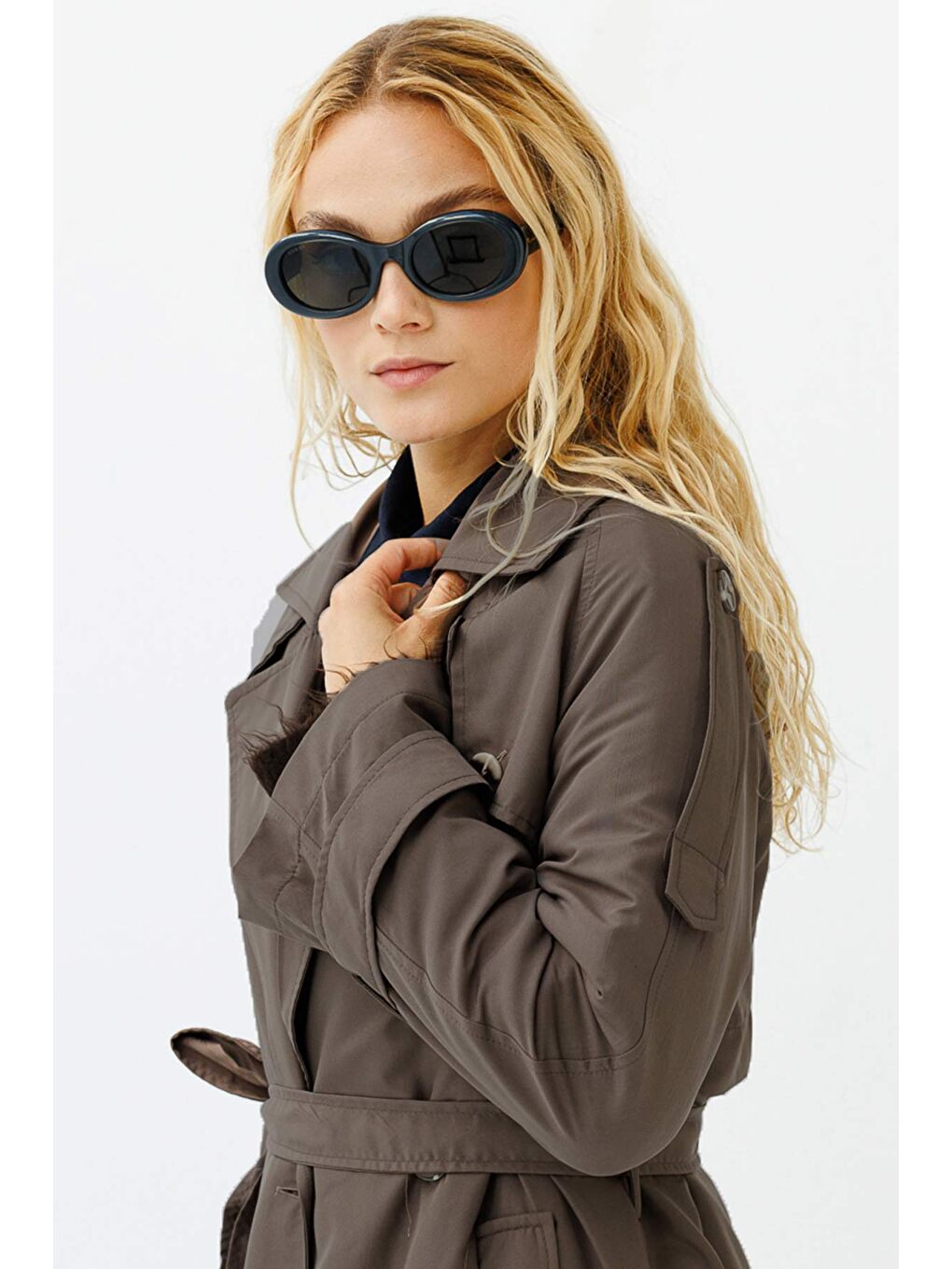 Kahverengi Soft Oversize Kül Kahve Trençkot-3