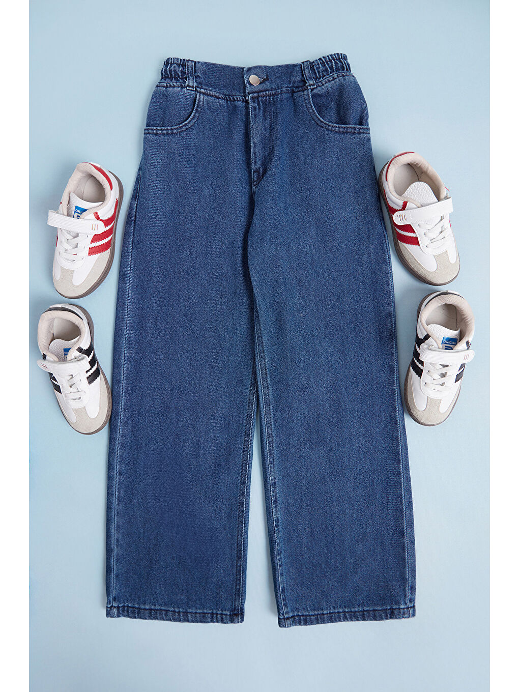 Lacivert Beli Lastikli Kız Çocuk Palazzo Pantolon-2