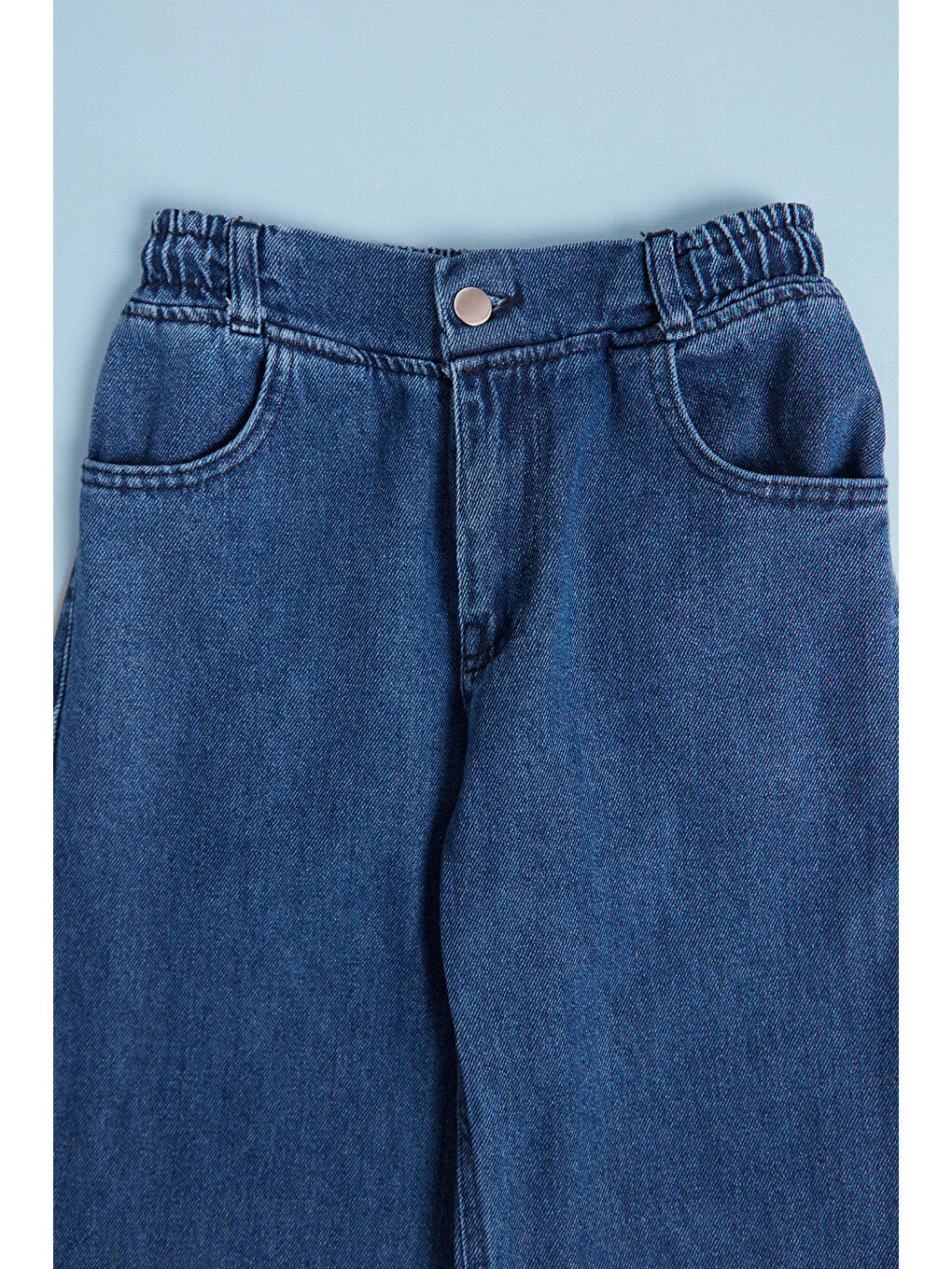 Lacivert Beli Lastikli Kız Çocuk Palazzo Pantolon-3