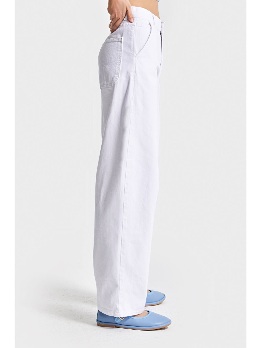 Kadın Beyaz Renk 5s5-2 Skater Fit %100 Pamuk İç Göstermez Denim Jean-5