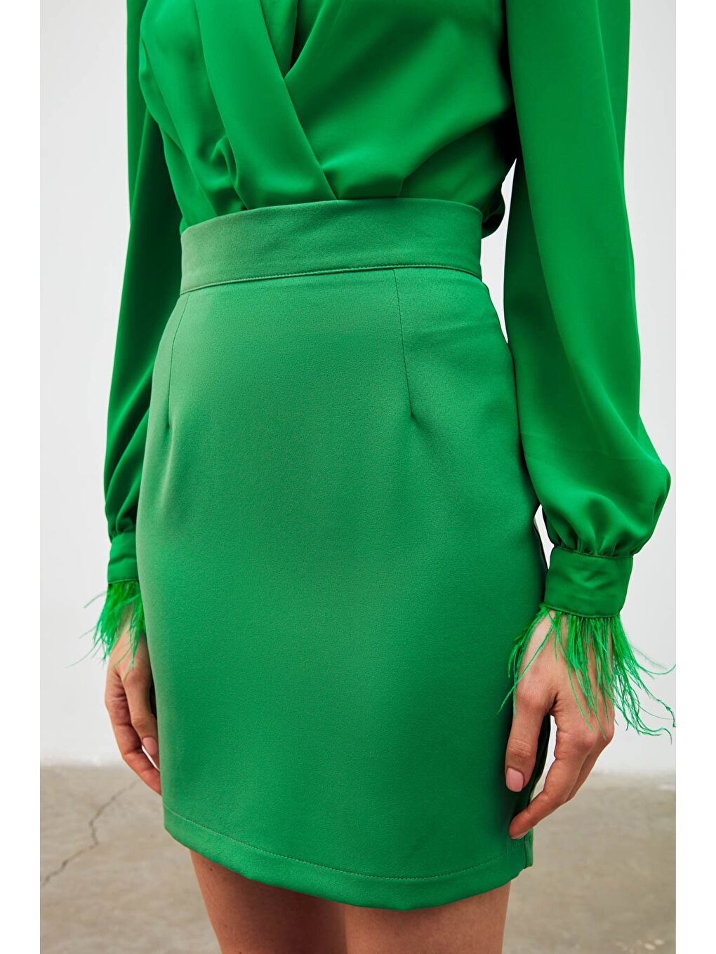 Düz Mini Etek - K.Yeşil-4