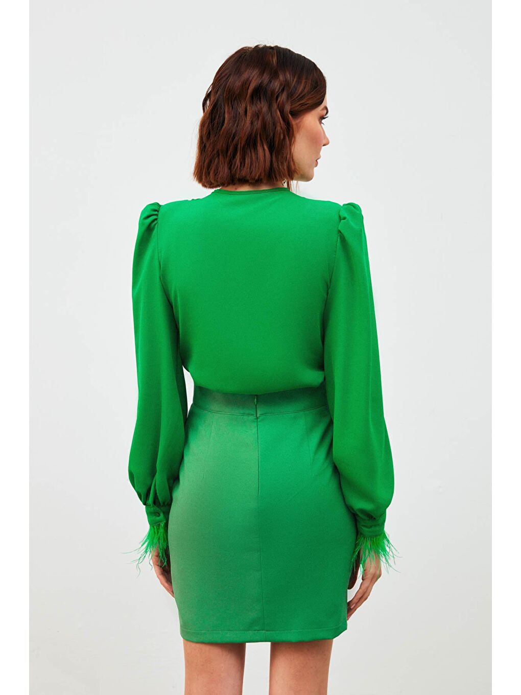 Düz Mini Etek - K.Yeşil-5