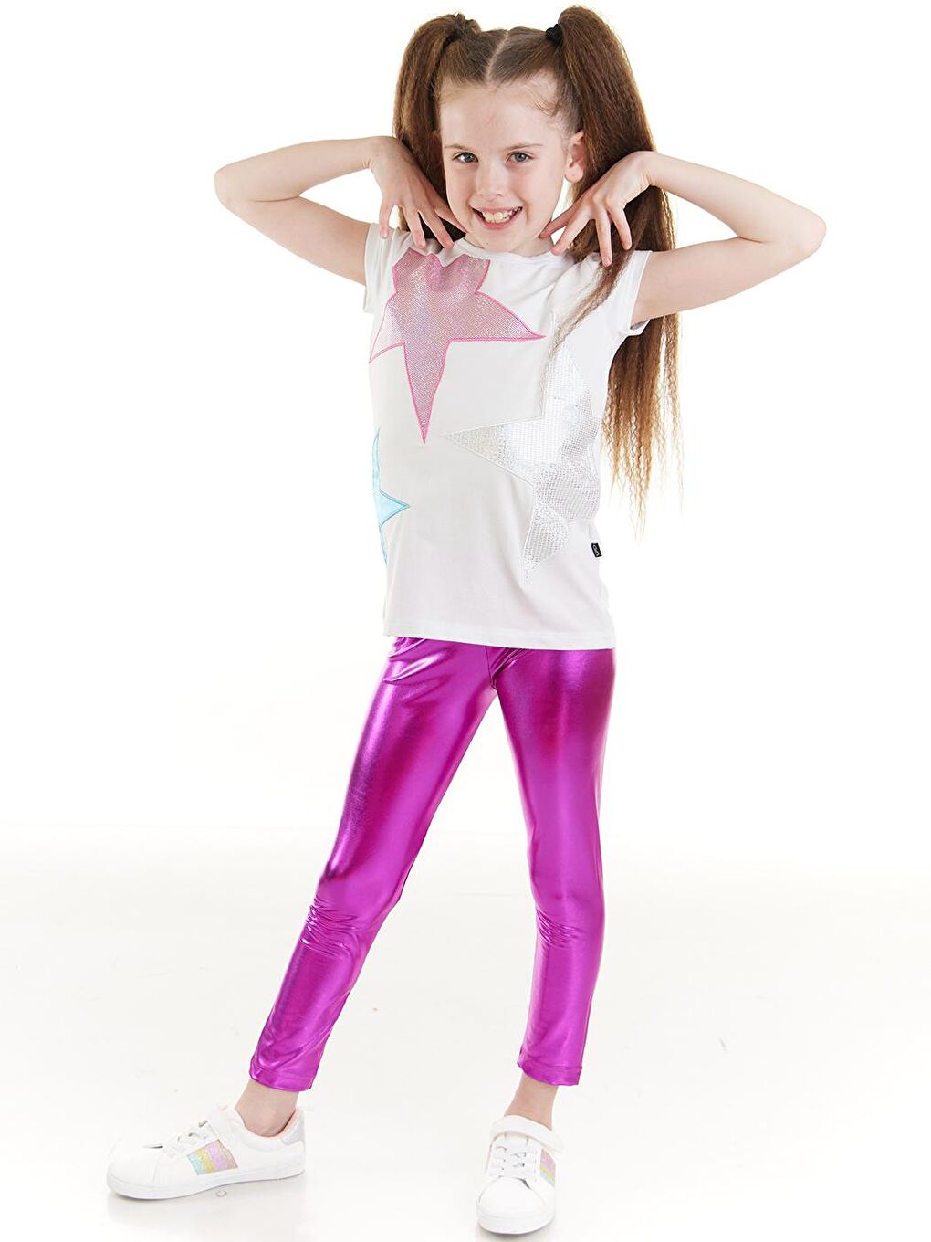 Colorinas Fuşya Shiny Parlak Kız Çocuk Disko Tayt - 2