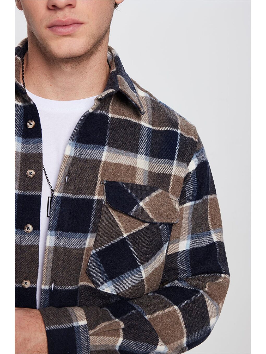 Karışık Erkek Regular Fit Klasik Kesim Oduncu Tek Cep Kapaklı Kışlık Gömlek-2