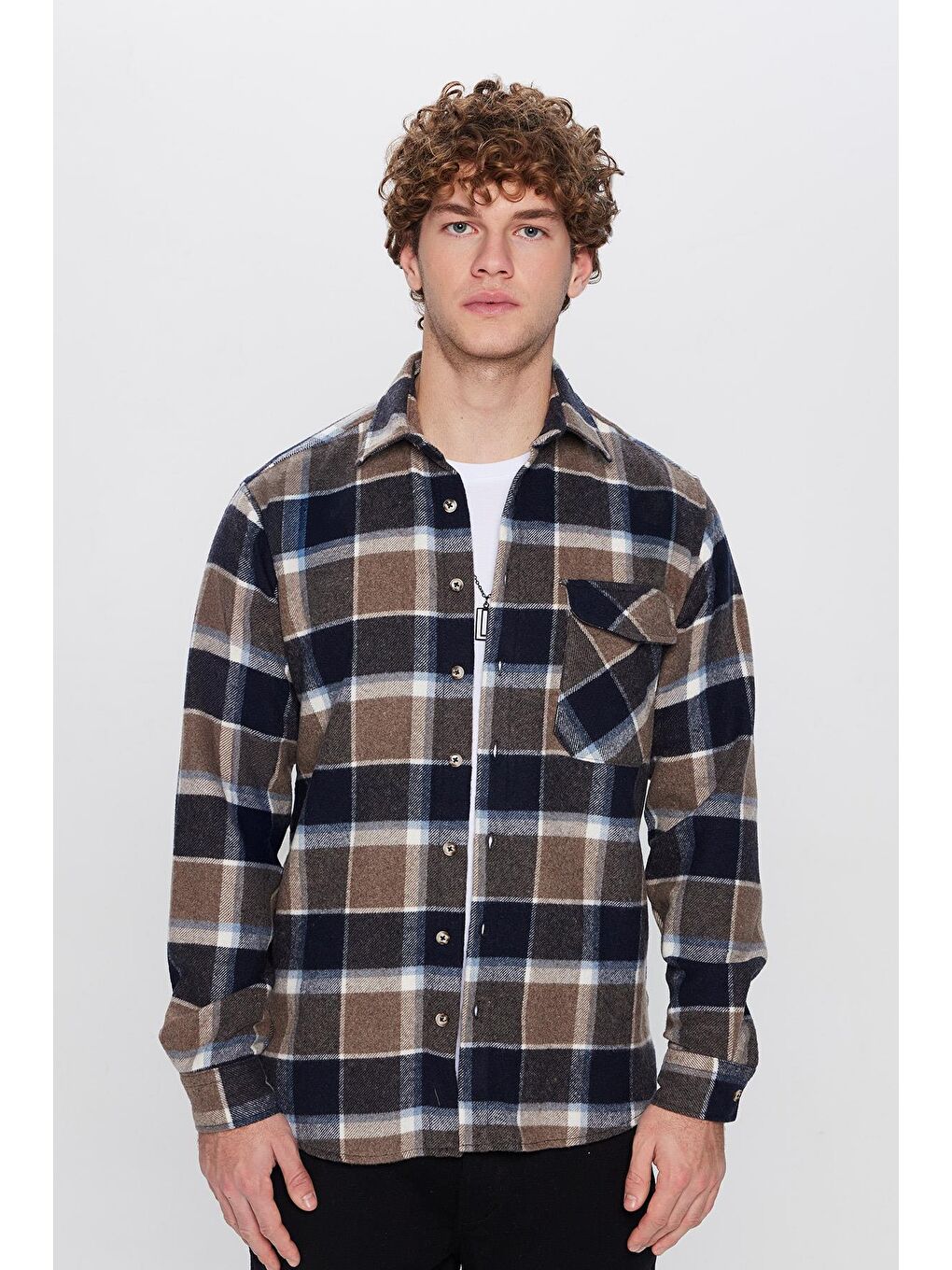 Karışık Erkek Regular Fit Klasik Kesim Oduncu Tek Cep Kapaklı Kışlık Gömlek-3