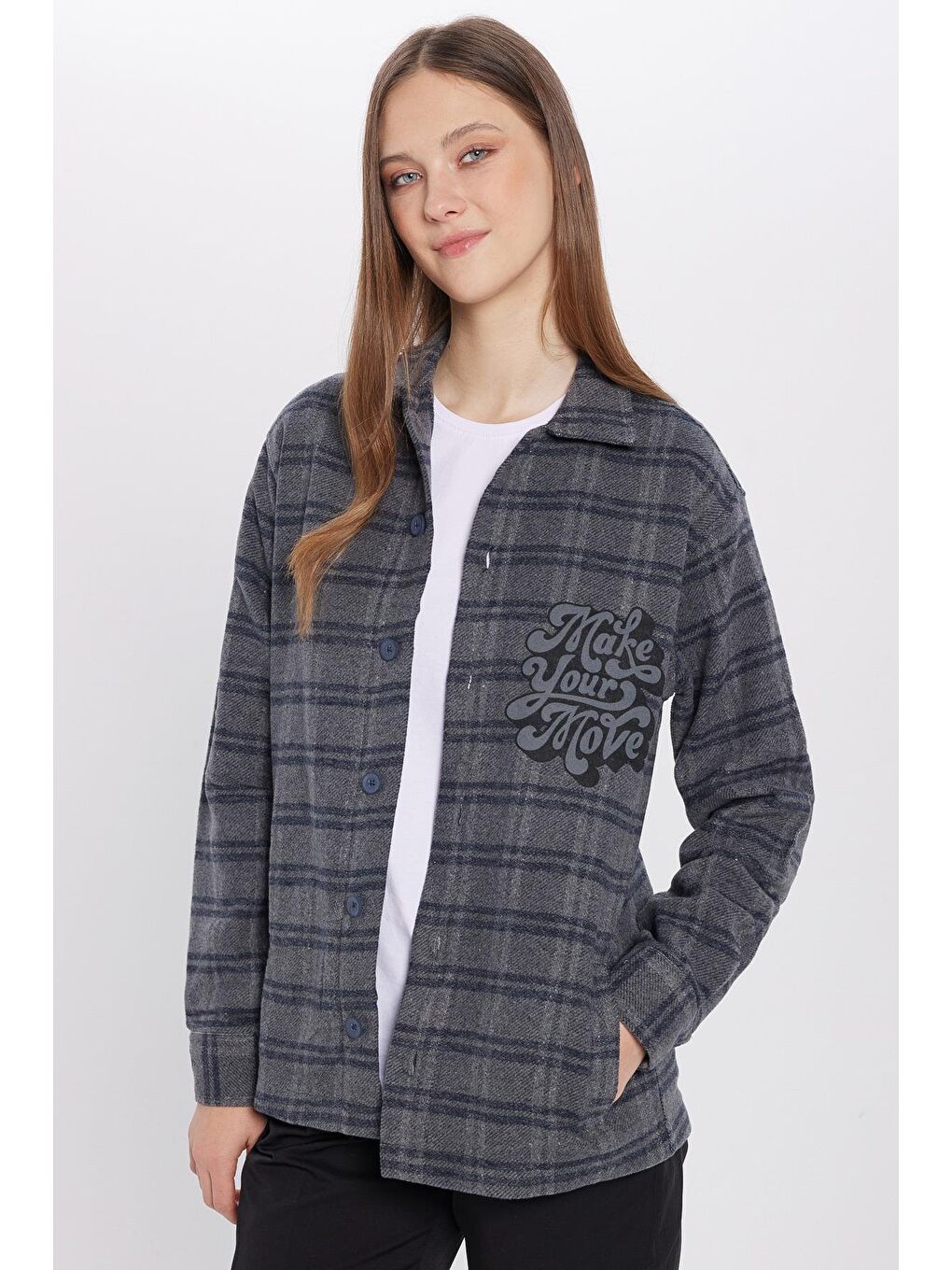 Karışık Unisex Relax Fit Rahat Kesim Uzun Kollu Çift Cepli Kareli Kışlık Oduncu Apaş Yaka Gömlek-6