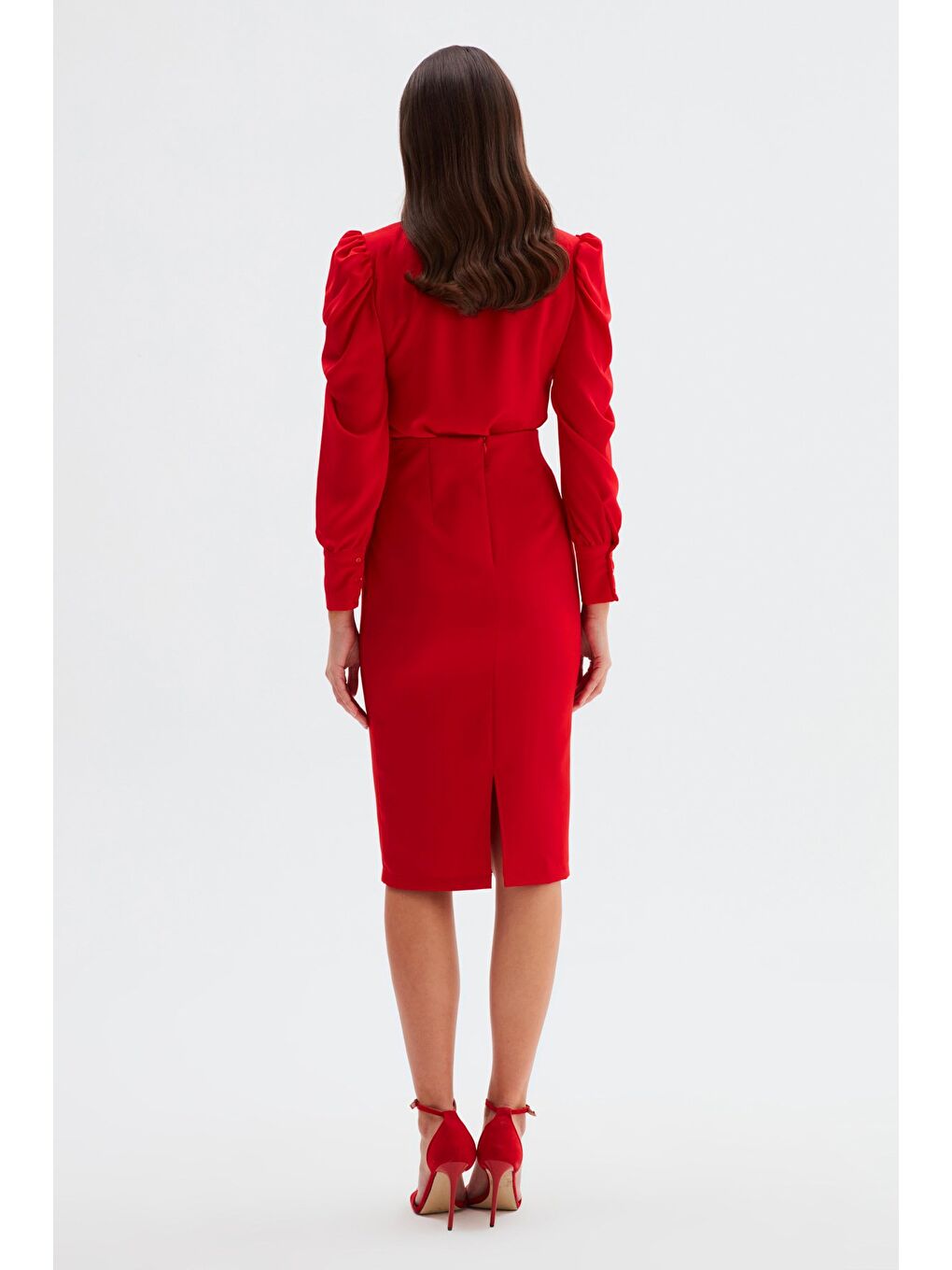 Düz Kalem Etek - Kırmızı-5