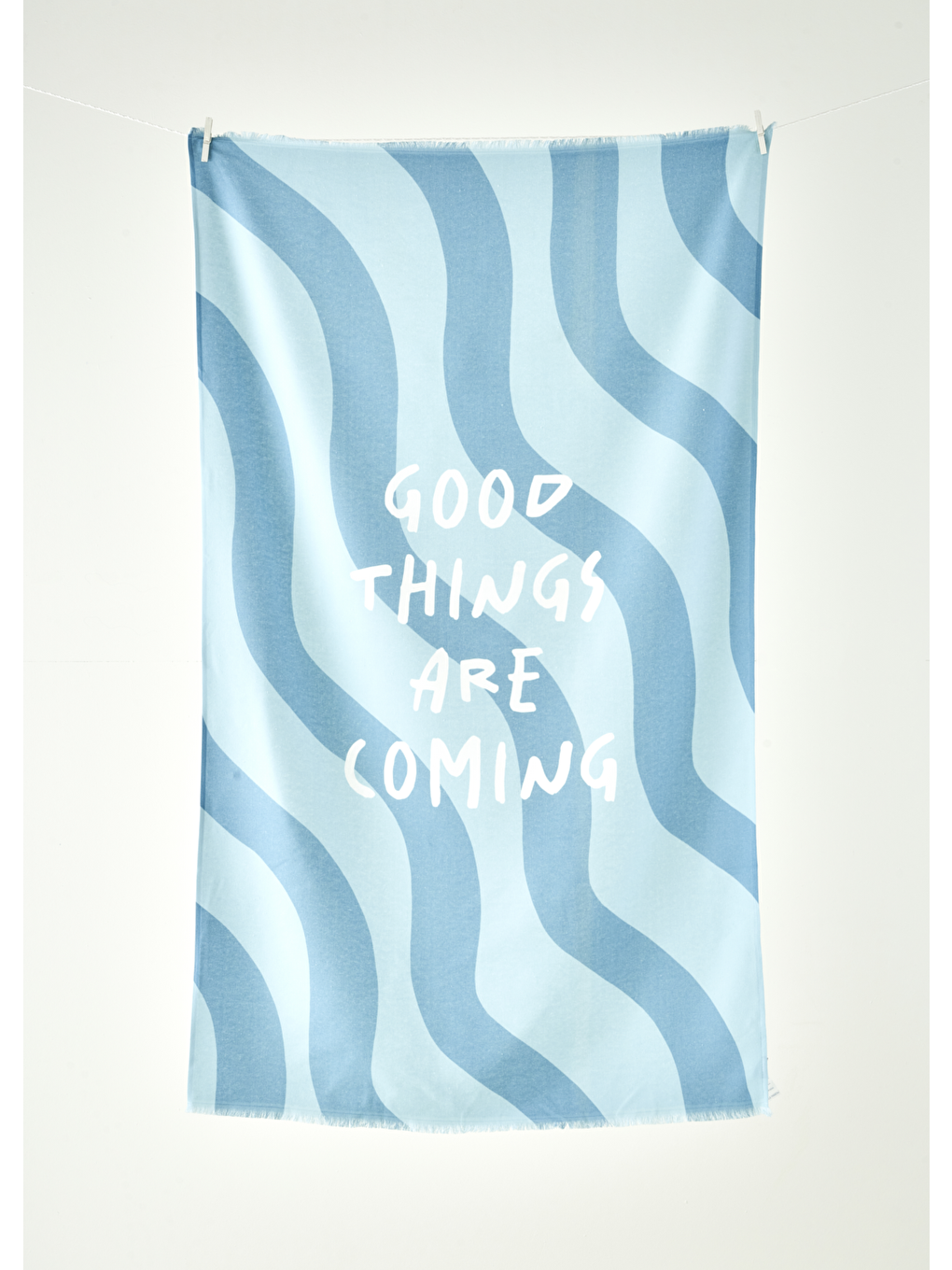 Yeşil %100 Pamuk Good Things Are Coming Baskılı Plaj Havlusu Mint (90x150 cm)
