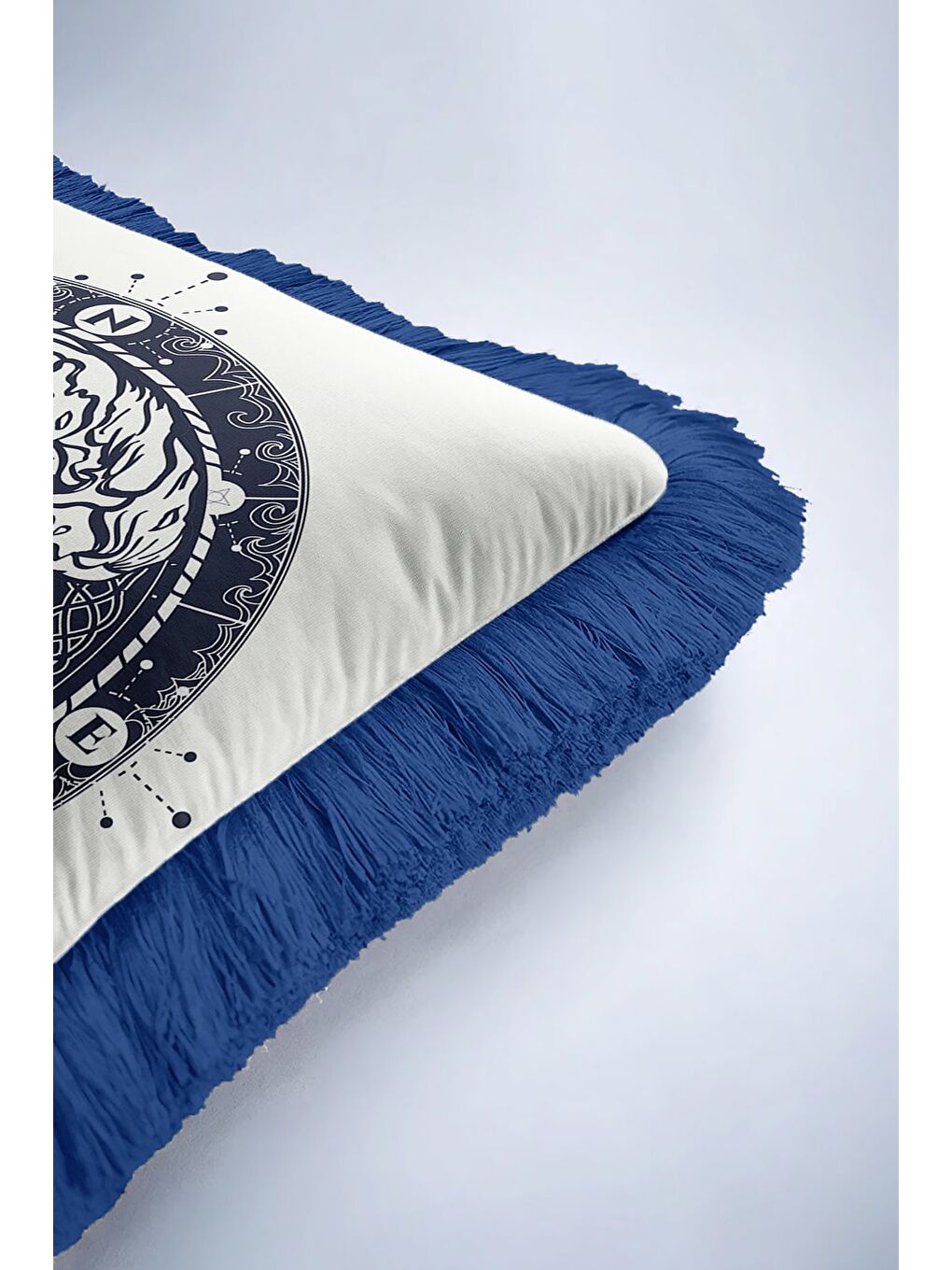 Karışık Nautical Dalga Motifli Saçaklı Yastık Kılıfı - Marin Modern Lacivert Püsküllü Kırlent Kılıfı-6