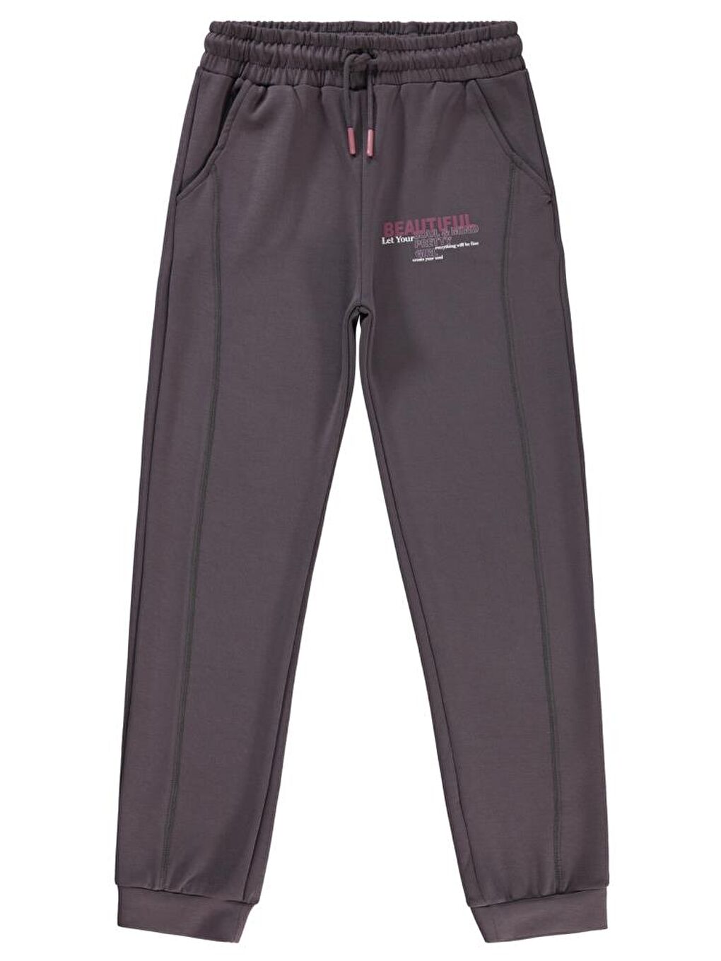 Gri Girls Beautiful Baskılı 10-13 Yaş Eşofman Altı-1