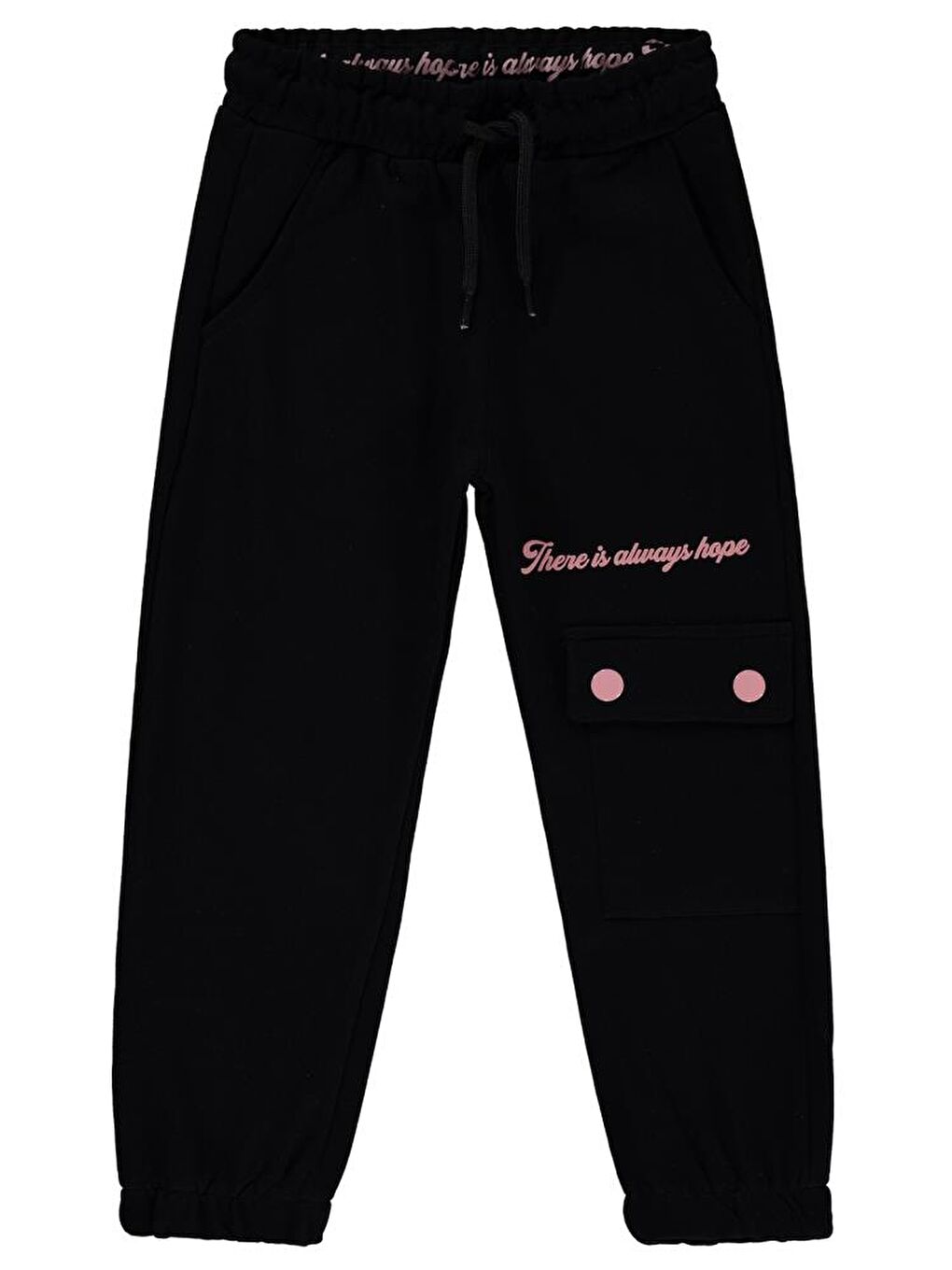 Siyah Girls Çıt Çıt Cepli 2-5 Yaş Eşofman Altı-1