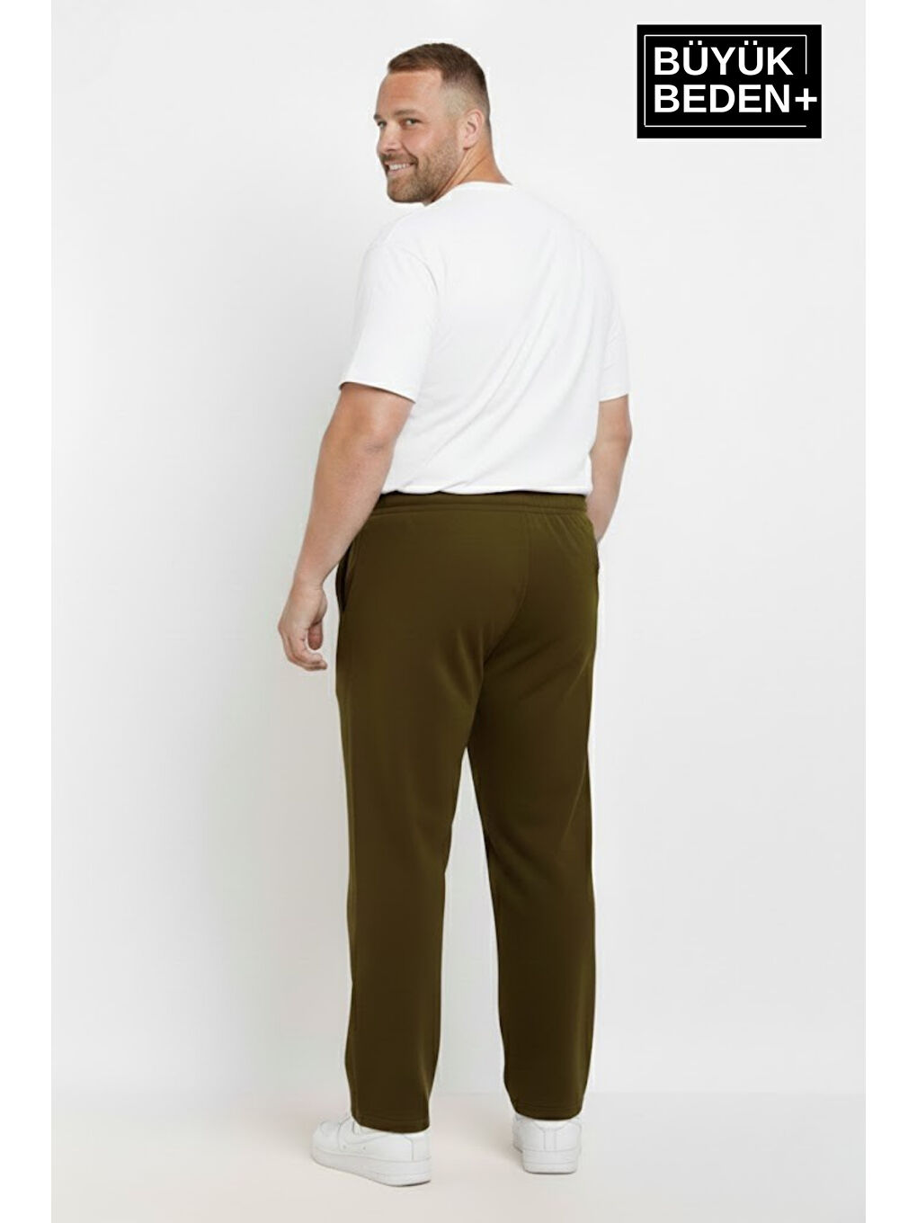 Haki Erkek Büyük Beden N Logo Baskılı Rahat Kesim Paça Reçme ince Eşofman Altı SPR26EA952-4-1
