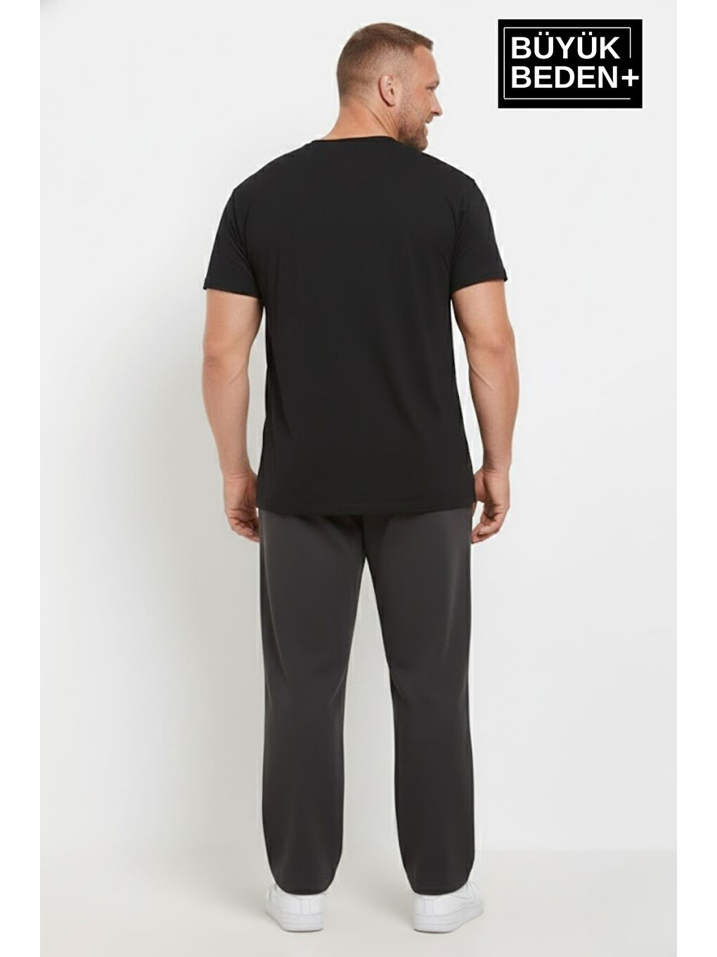 Gri Erkek Büyük Beden N Logo Baskılı Rahat Kesim Paça Reçme ince Eşofman Altı SPR26EA952-4-1