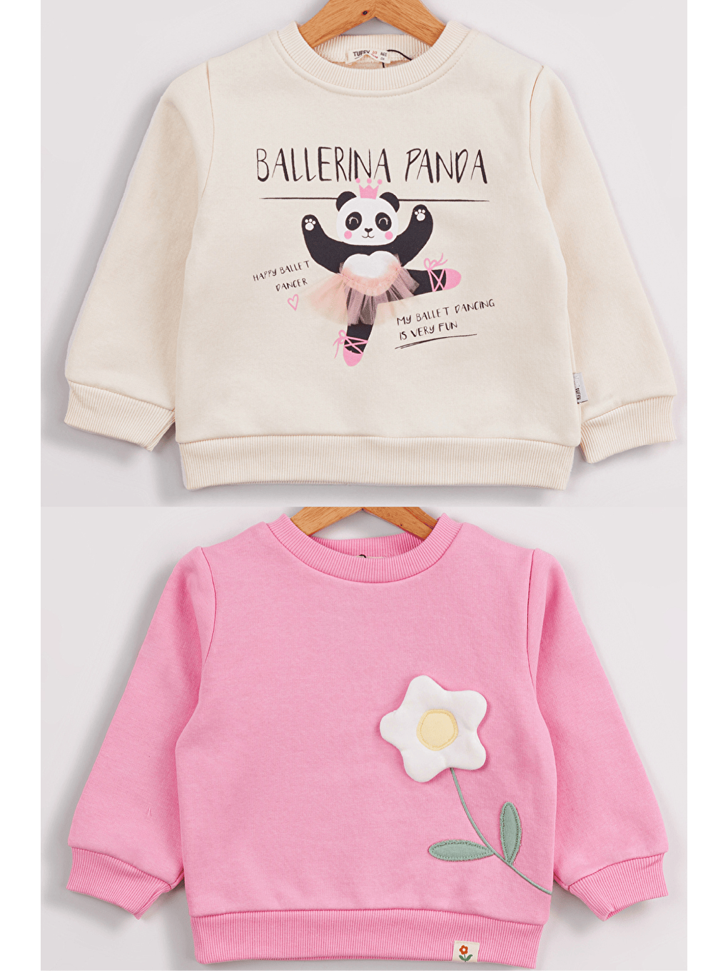 MİSSTUFFY Ekru Kız  Bebek 2'li Paket Basic Sweatshirt