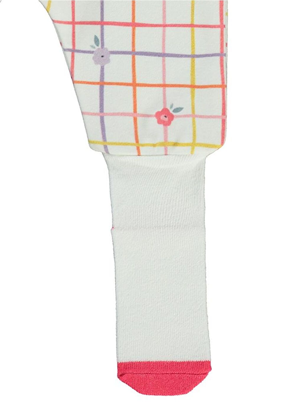 Ekru Baby Kareli Çiçek Baskılı 1-6 Ay Tek Alt Bebe