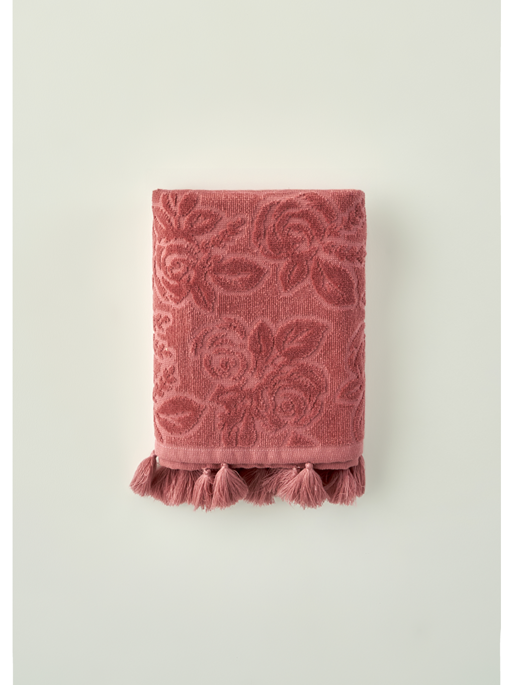 %100 Pamuk Rose Jakarlı El Havlusu Mürdüm (30x50 cm)