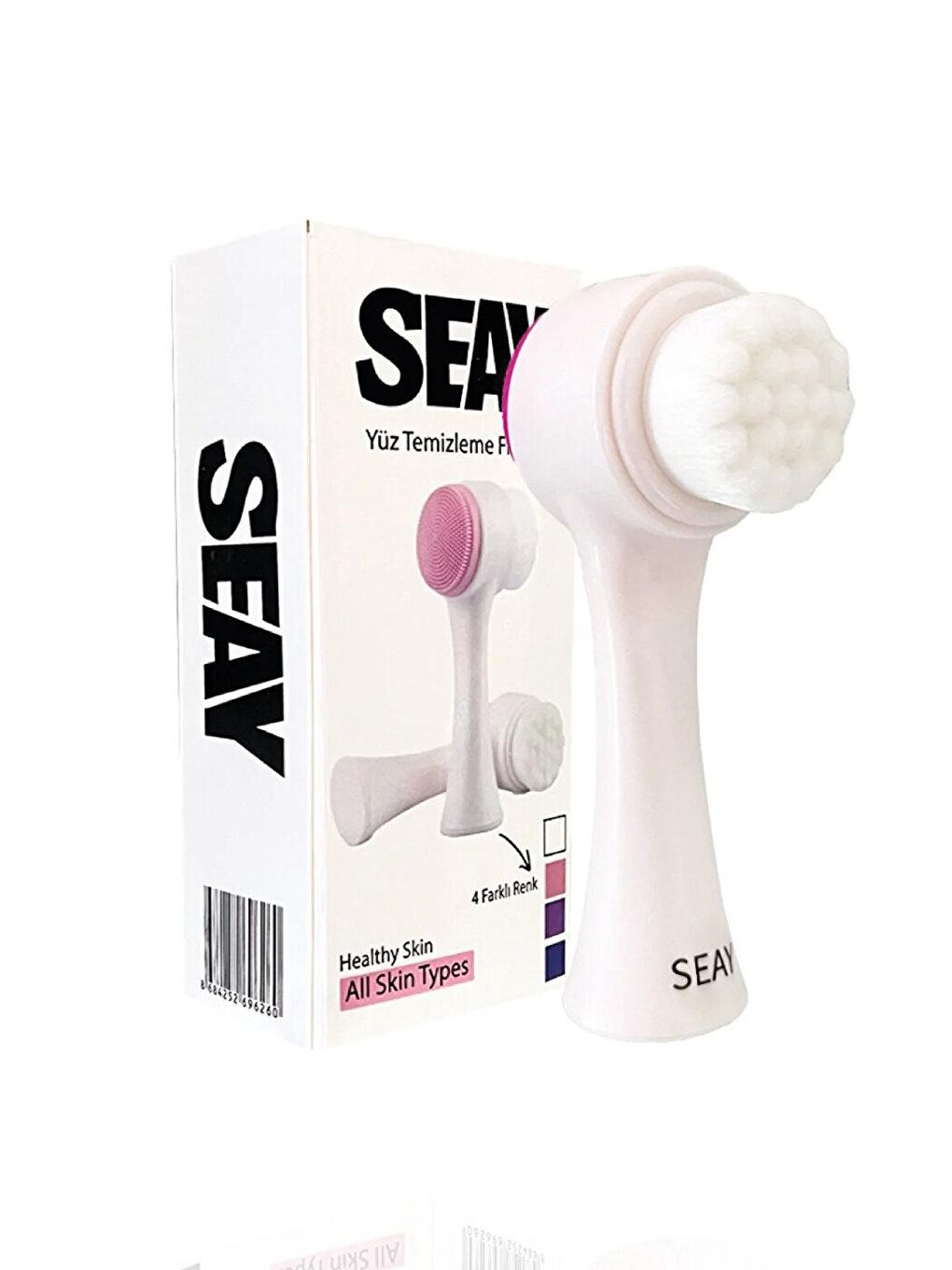 Çift Taraflı Yüz Temizleme Masaj Fırçası 350.000 Adet Saç Teli Beyaz