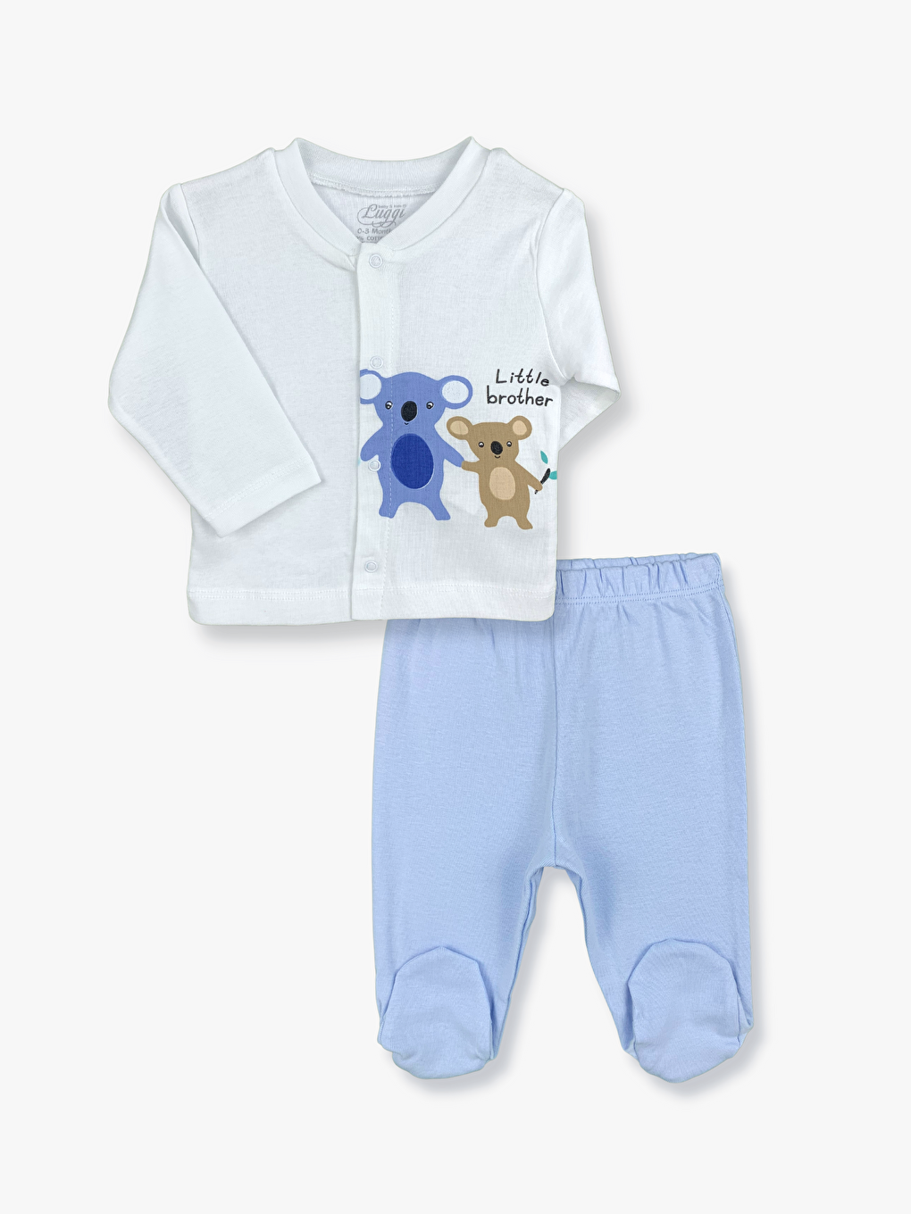 Mavi Bisiklet Yaka Uzun Kollu Baskılı Erkek Bebek 2'li Takım