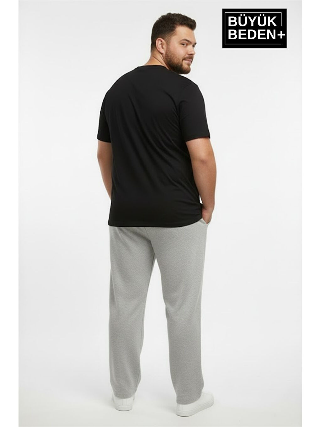 Gri Erkek Büyük Beden BROOKLYN 1970 Baskılı Paça Reçme İnce Eşofman Altı SPR26EA952-3-2