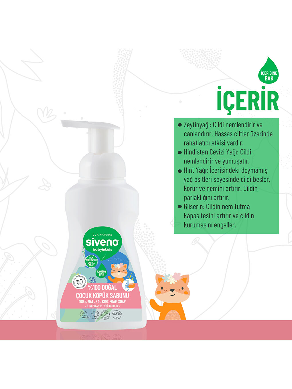 %100 Doğal Çocuk Köpük Kastil Sabun Zeytinyağlı Yoğun Nemlendirici Arındırıcı Bitkisel Vegan 250 ml-1