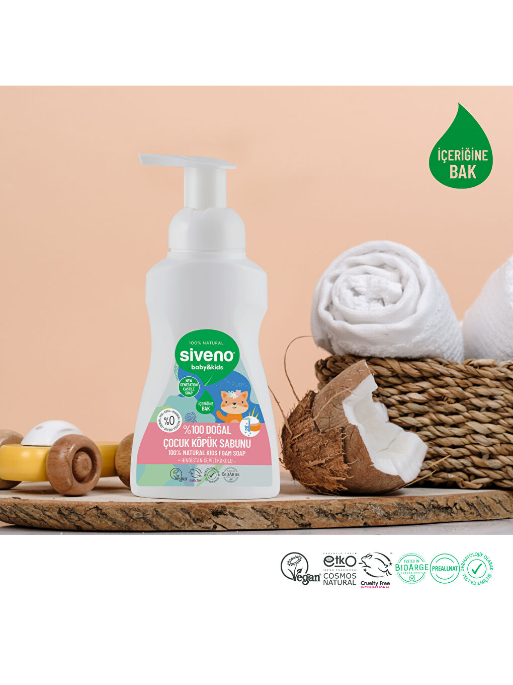%100 Doğal Çocuk Köpük Kastil Sabun Zeytinyağlı Yoğun Nemlendirici Arındırıcı Bitkisel Vegan 250 ml-2