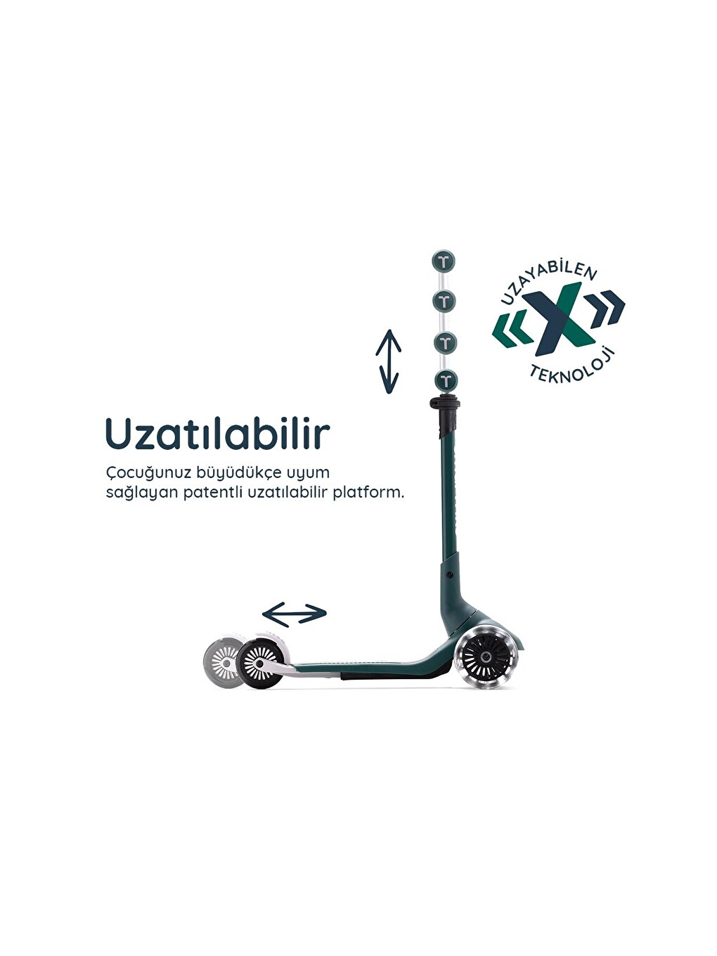 Xtend Mini+ 2 Aşamalı Büyüyen Çocuk Scooter – 2-9 Yaş Katlanabilir Led Tekerlekli-2