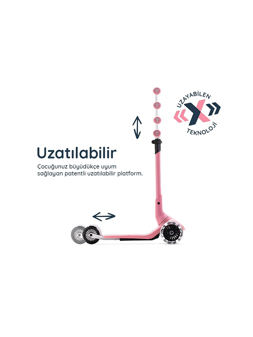 Xtend Mini+ 2 Aşamalı Büyüyen Çocuk Scooter – 2-9 Yaş Katlanabilir Led Tekerlekli-9